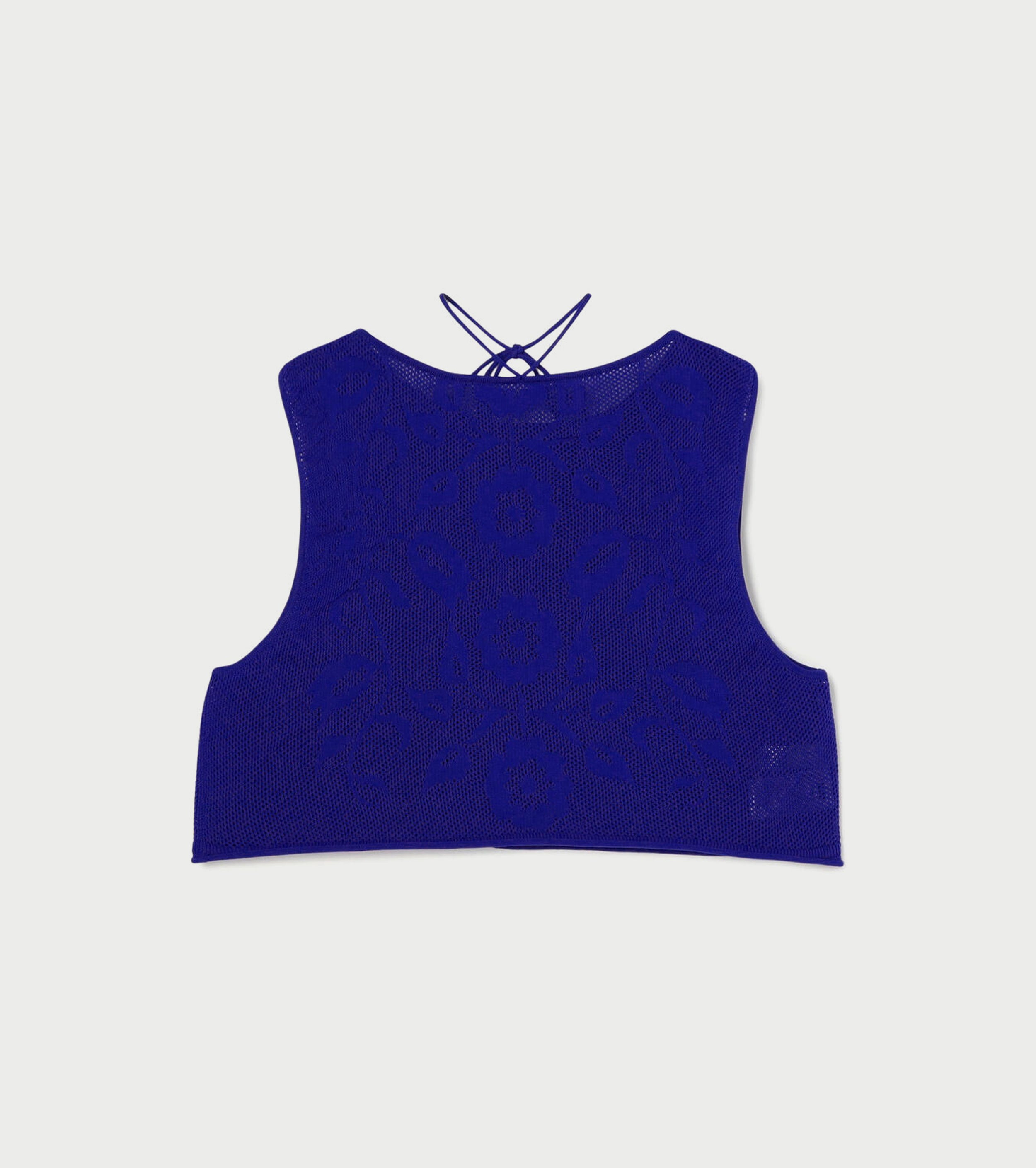 A MENDA フラワーレース ニットベスト , Royal