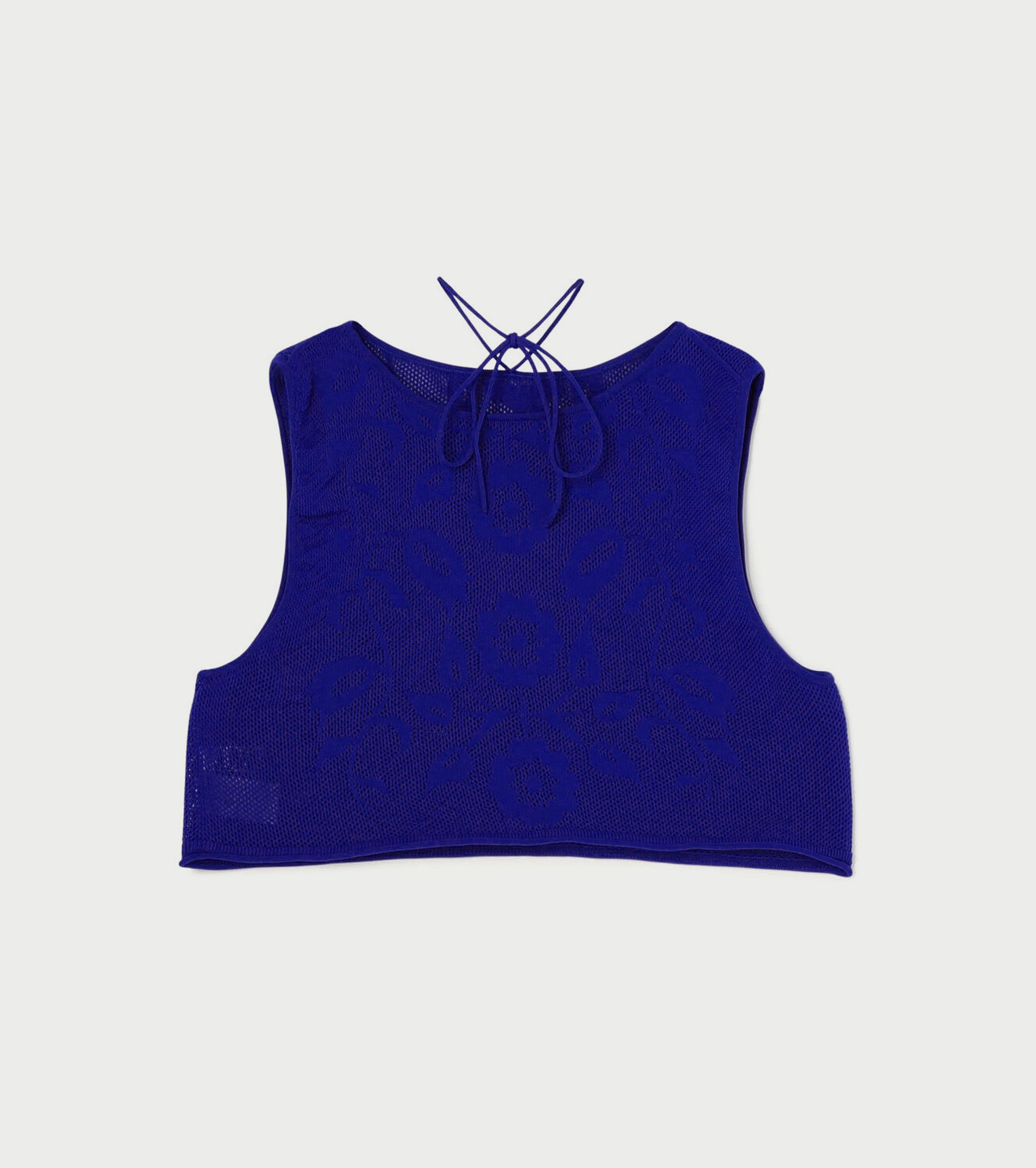 A MENDA フラワーレース ニットベスト , Royal