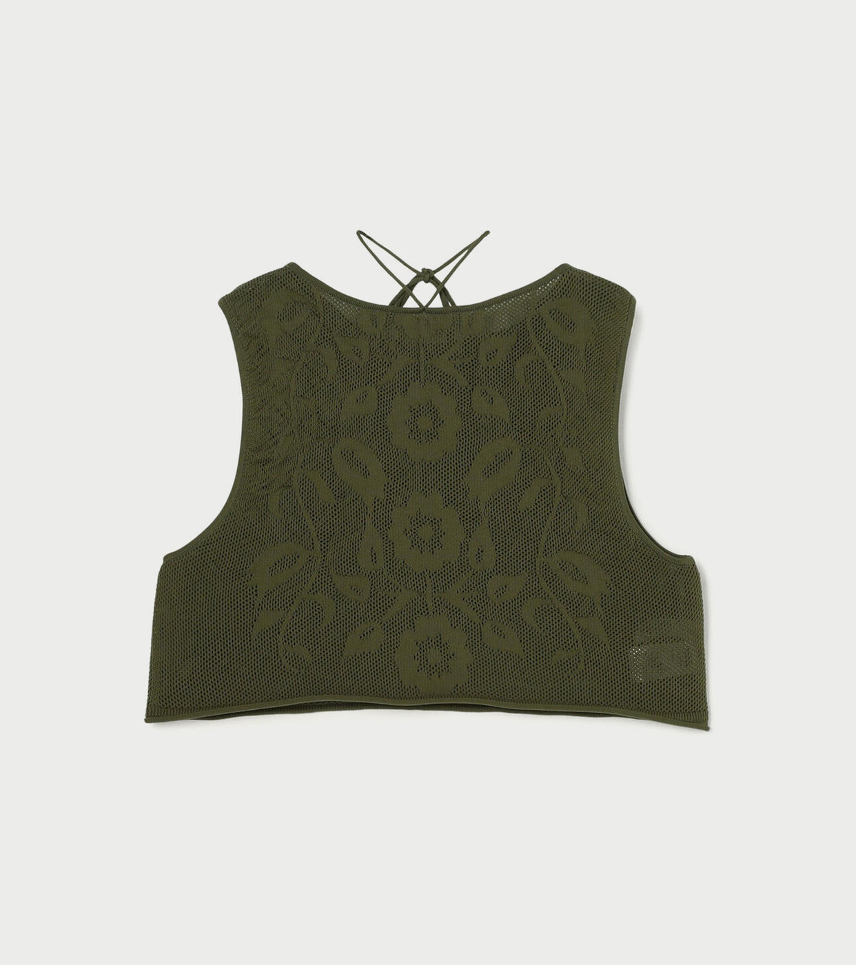 A MENDA フラワーレース ニットベスト , Khaki