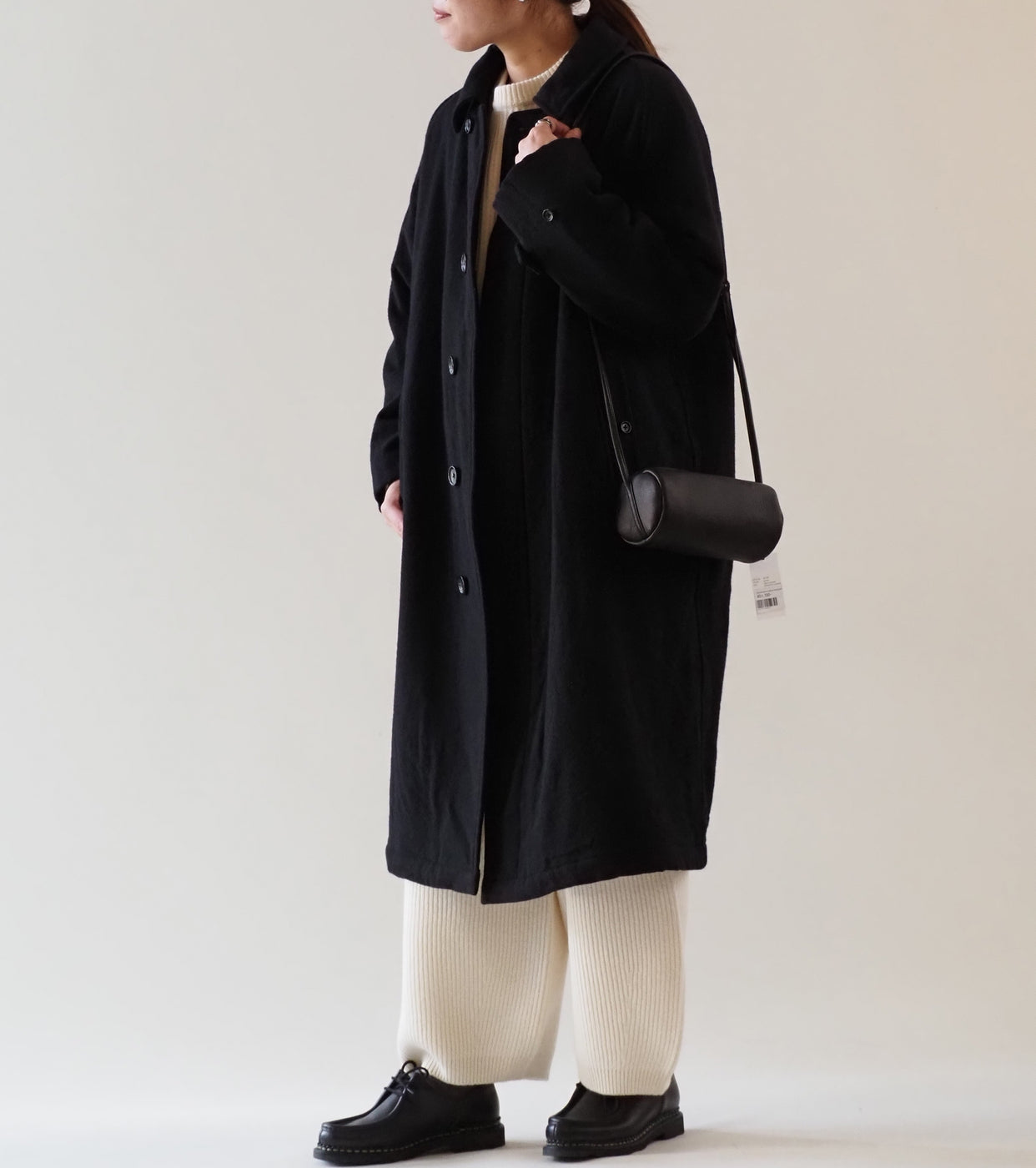 blurhms Womens Classic Wool Balmacaan Coat , Black Navy