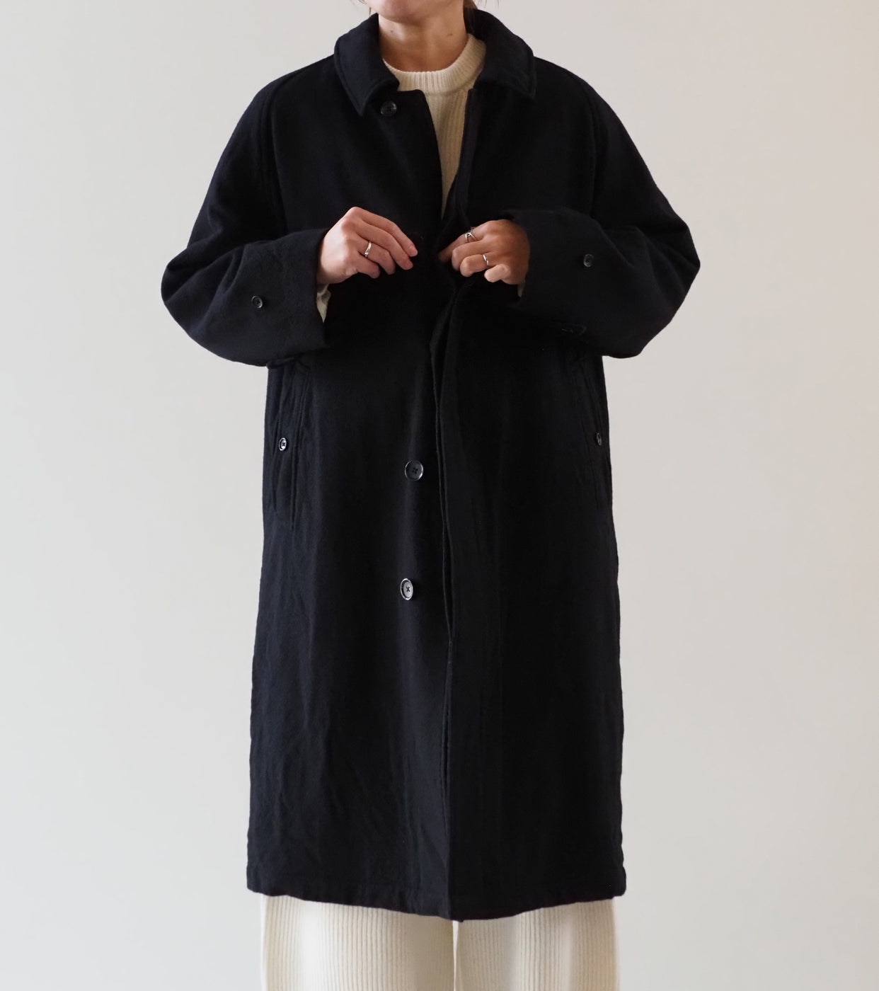 blurhms Womens Classic Wool Balmacaan Coat , Black Navy