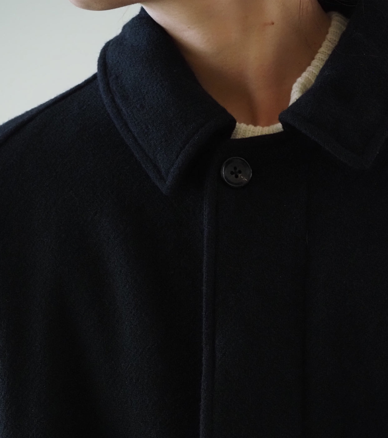 blurhms Womens Classic Wool Balmacaan Coat , Black Navy