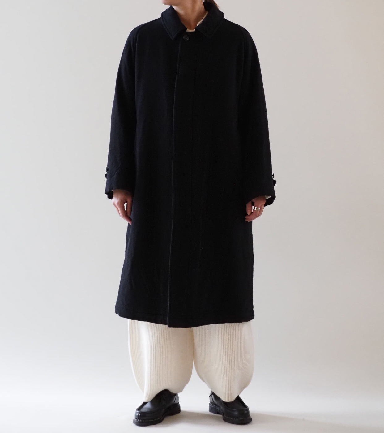 blurhms Womens Classic Wool Balmacaan Coat , Black Navy