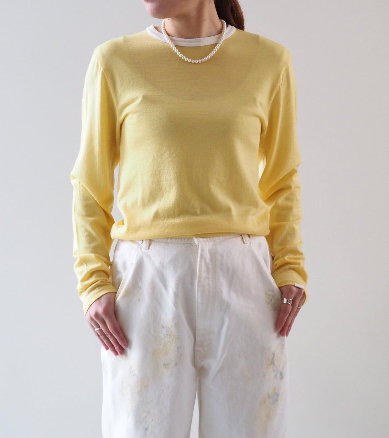 Oblada WOOL LONG TEE , Yellow