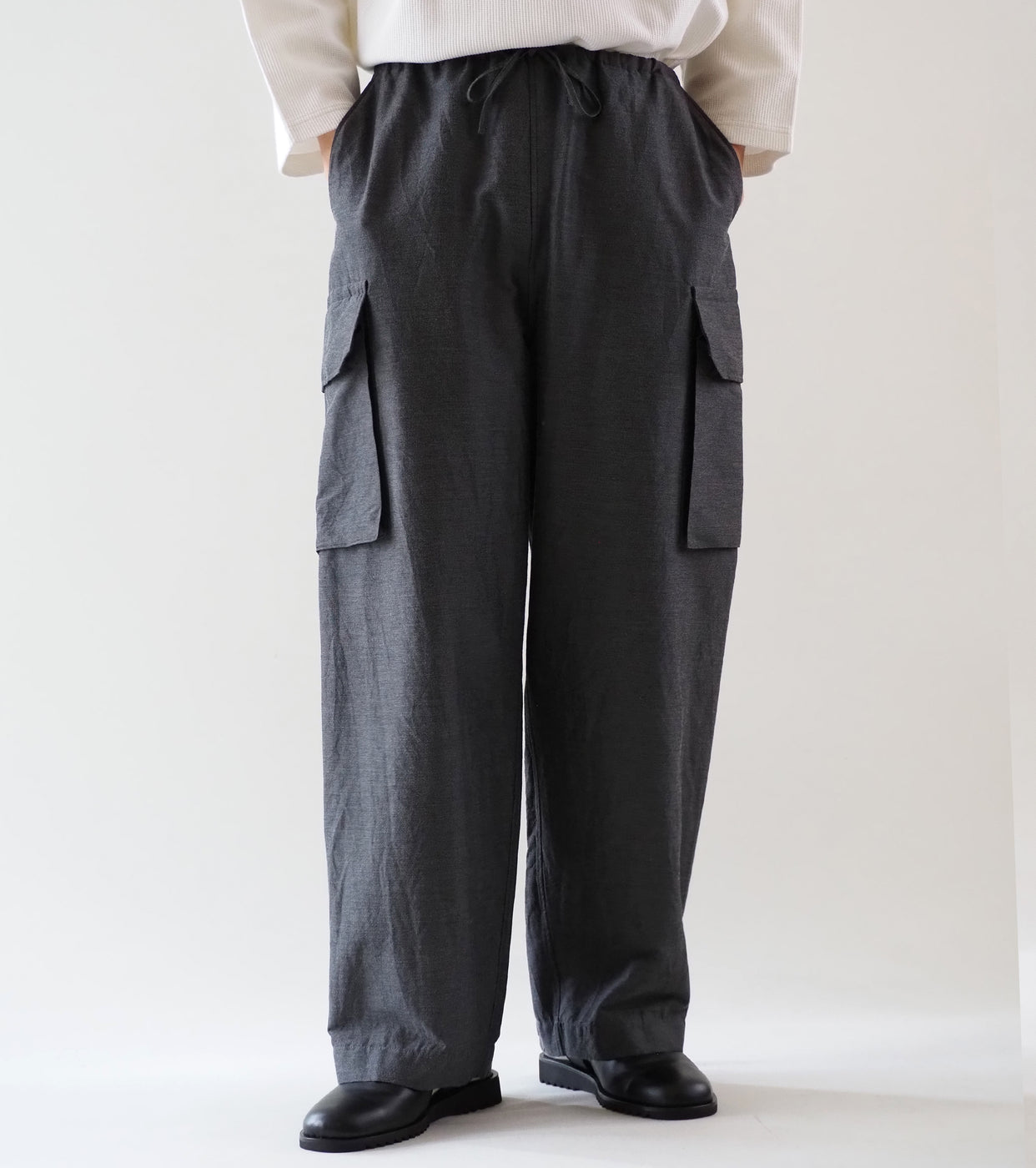 blurhms シルク ウール コットン サイドシームレス 6ポケット パンツ, Heather Grey