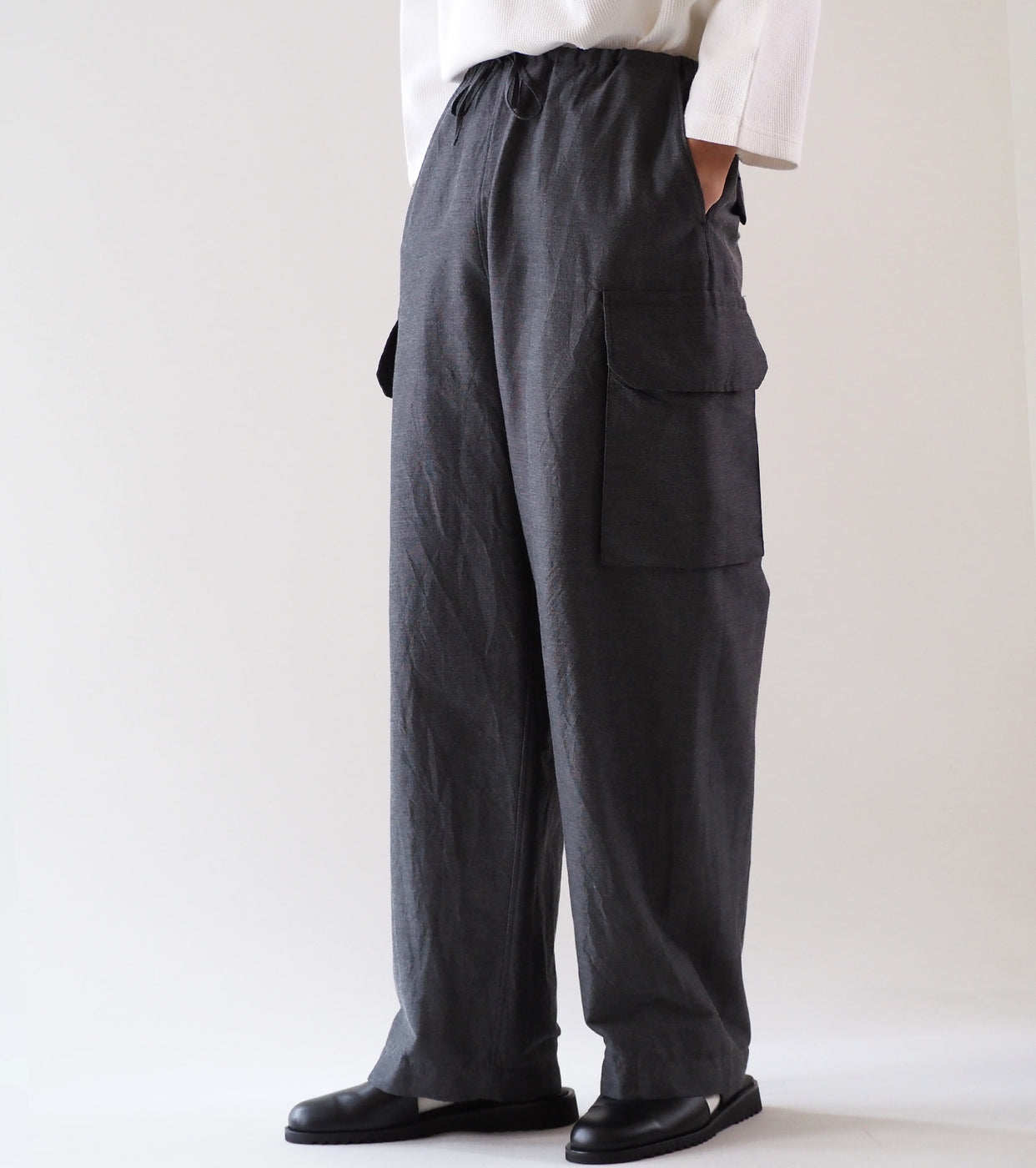 blurhms シルク ウール コットン サイドシームレス 6ポケット パンツ, Heather Grey