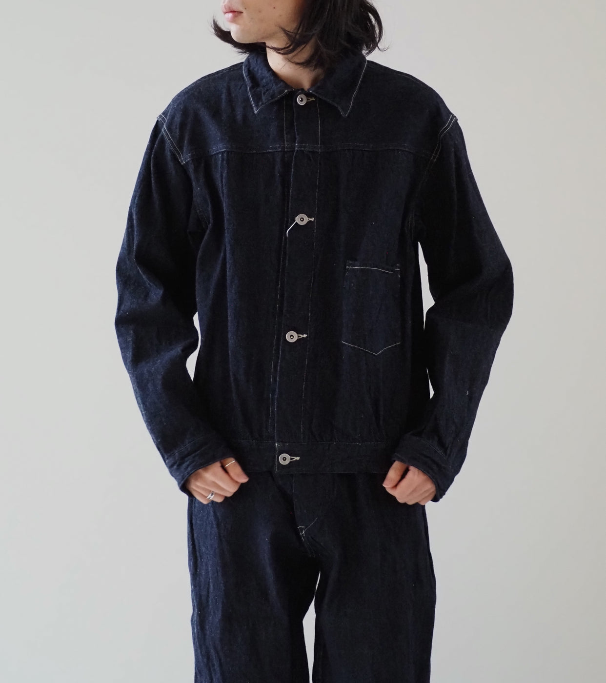 COMOLI DENIM JACKET, Navy