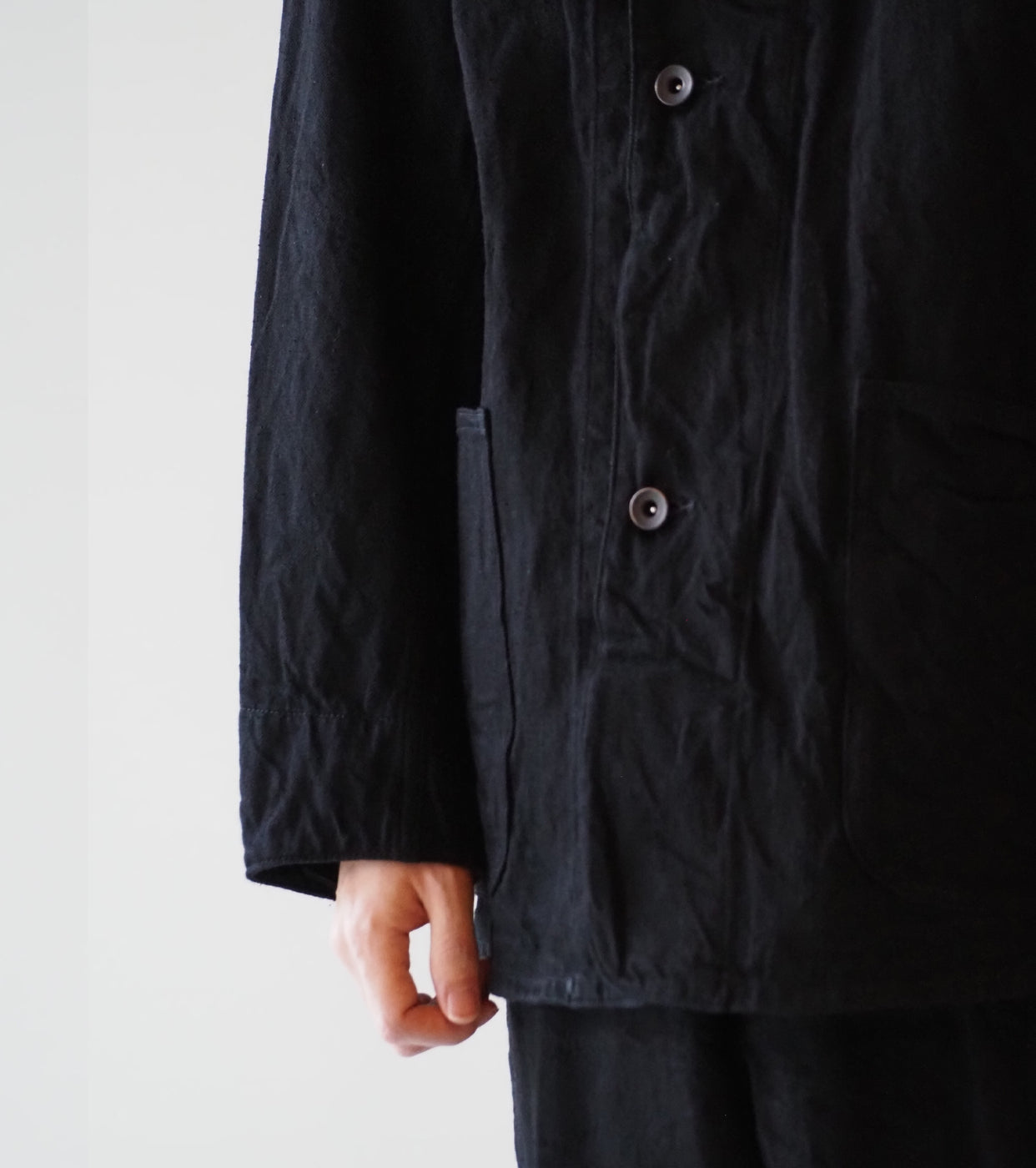 COMOLI Denim Work Jacket, Black