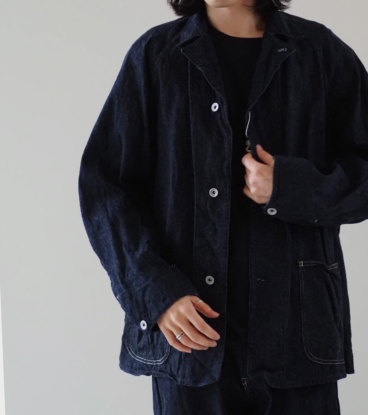 COMOLI Denim Work Jacket, Navy