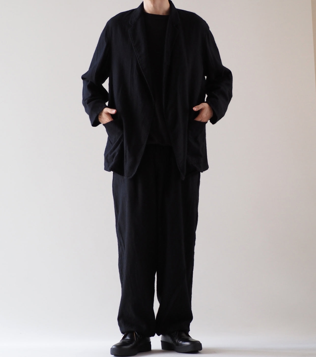COMOLI Cashmere Silk Drawstring Pants, Navy