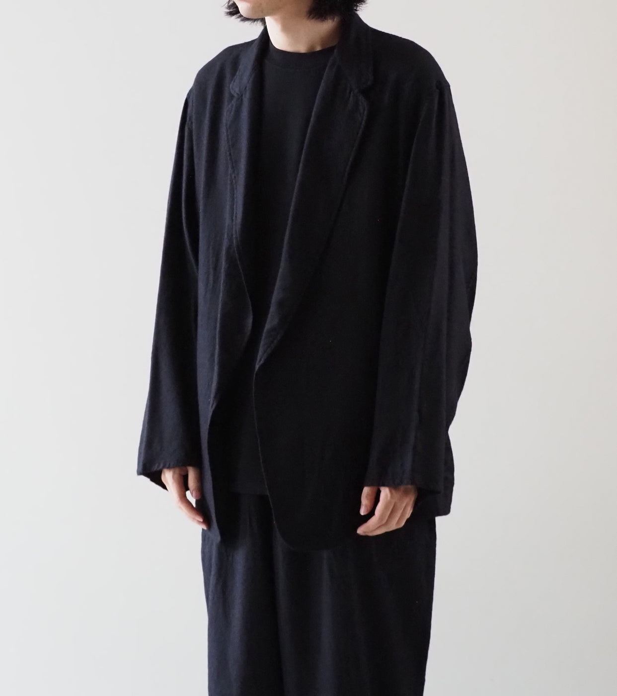 COMOLI カシミヤ シルク 製品染 ジャケット, Navy