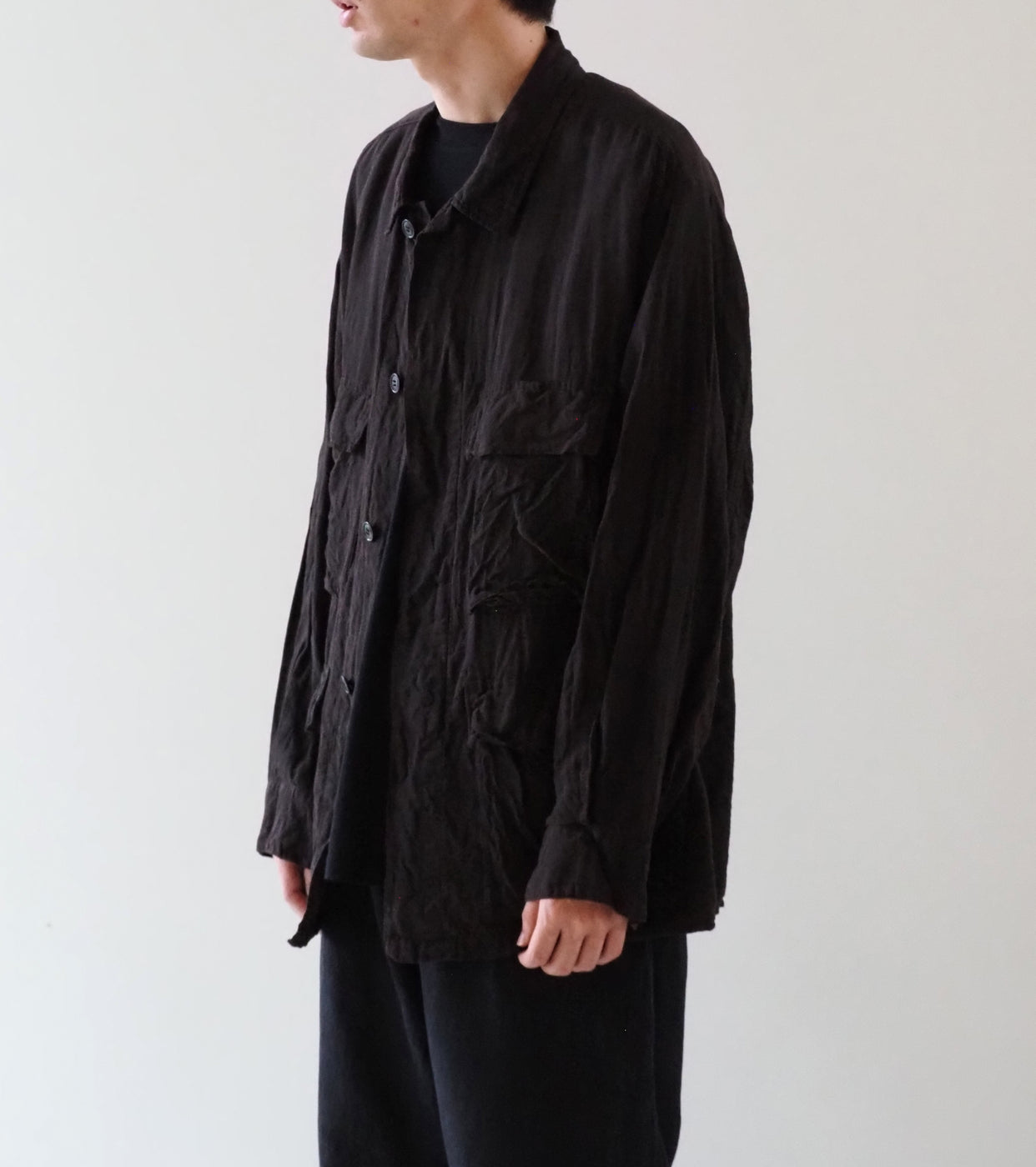 COMOLI シルク コットン B.D.U ジャケット , Brown