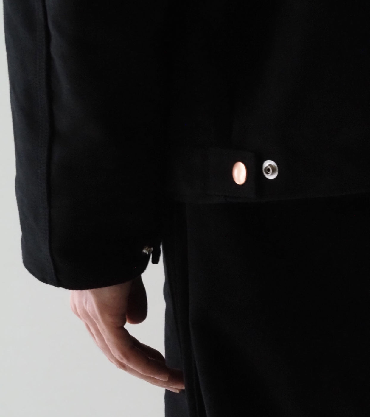 COMOLI Mole  Skin  Zip Short Jacket , Black