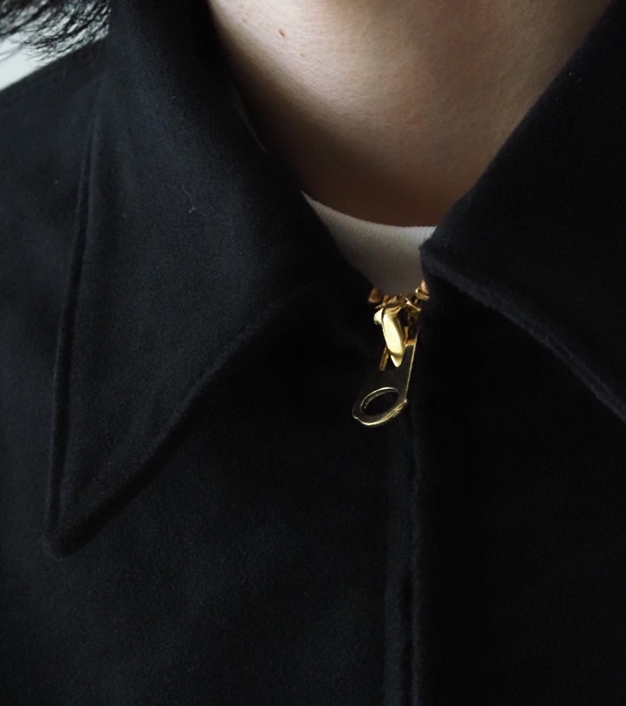 COMOLI Mole  Skin  Zip Short Jacket , Black