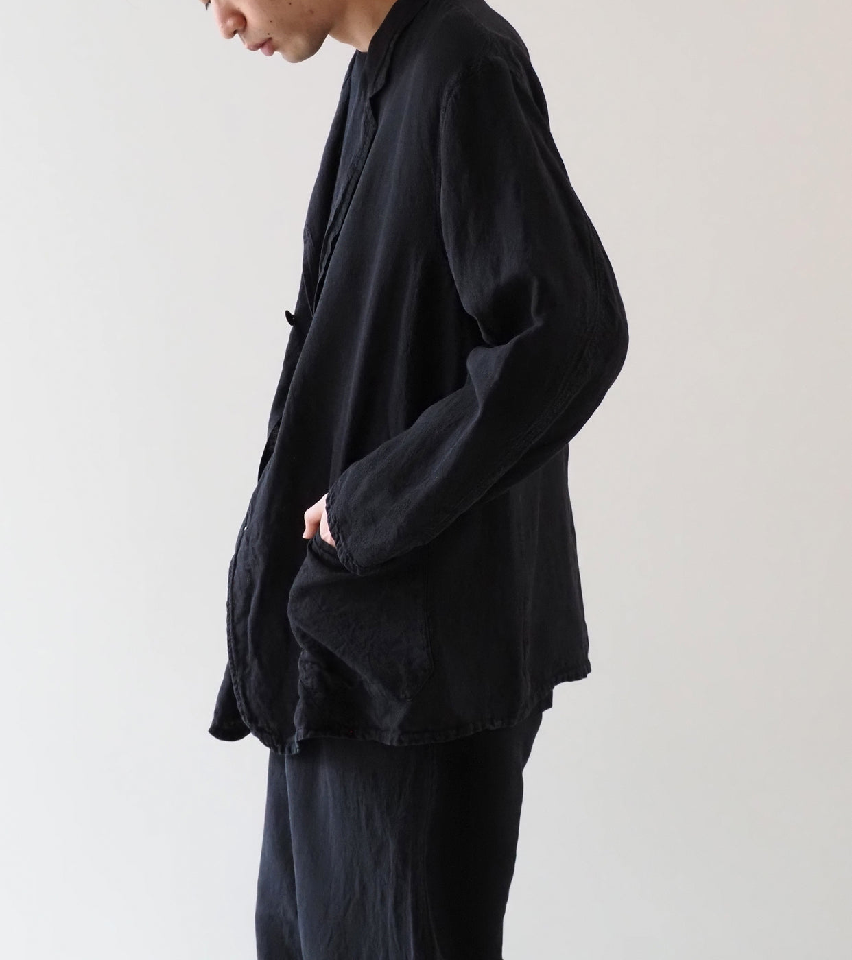 COMOLI シルク コットン  ジャケット , Fade Black