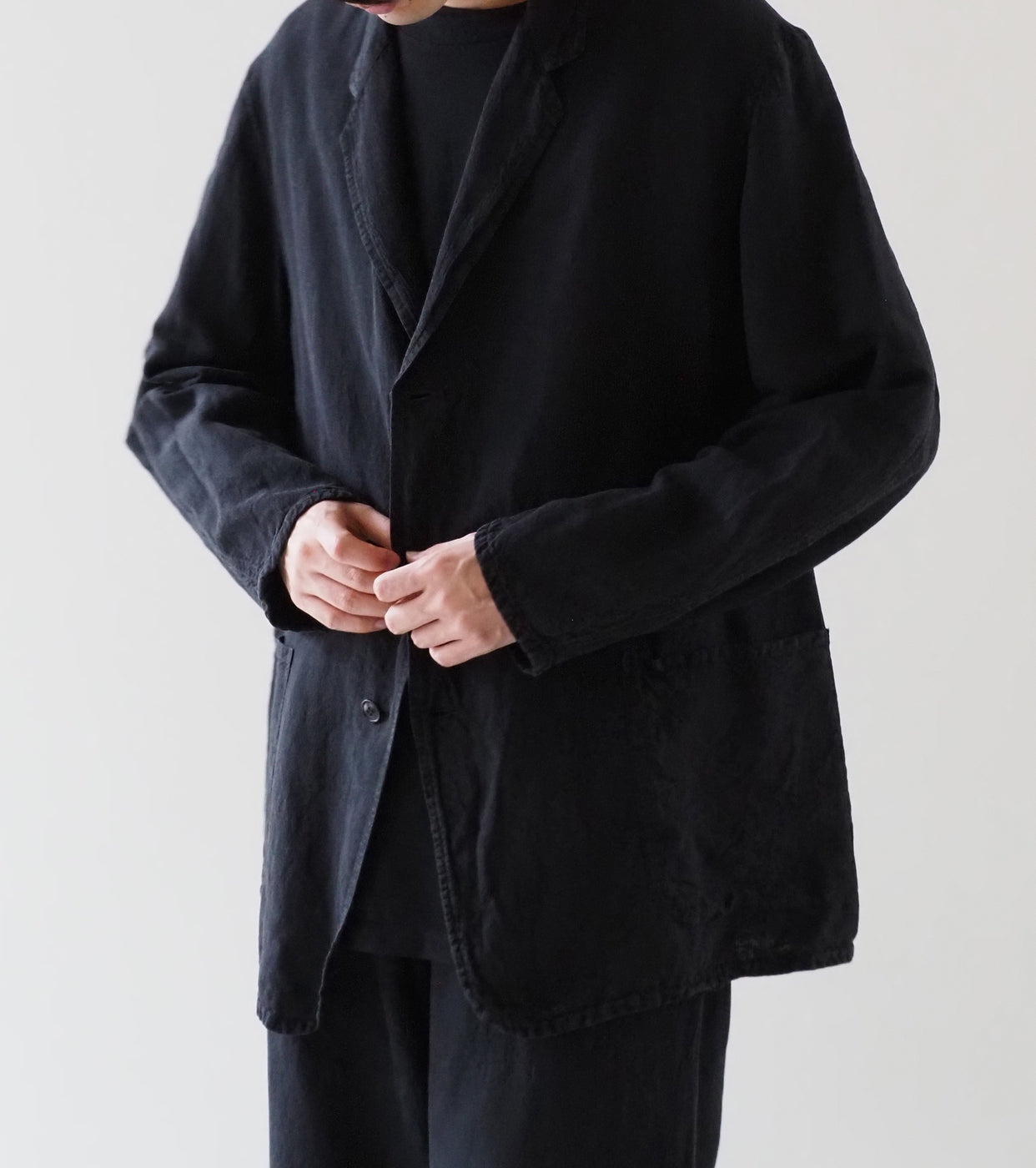 COMOLI シルク コットン  ジャケット , Fade Black