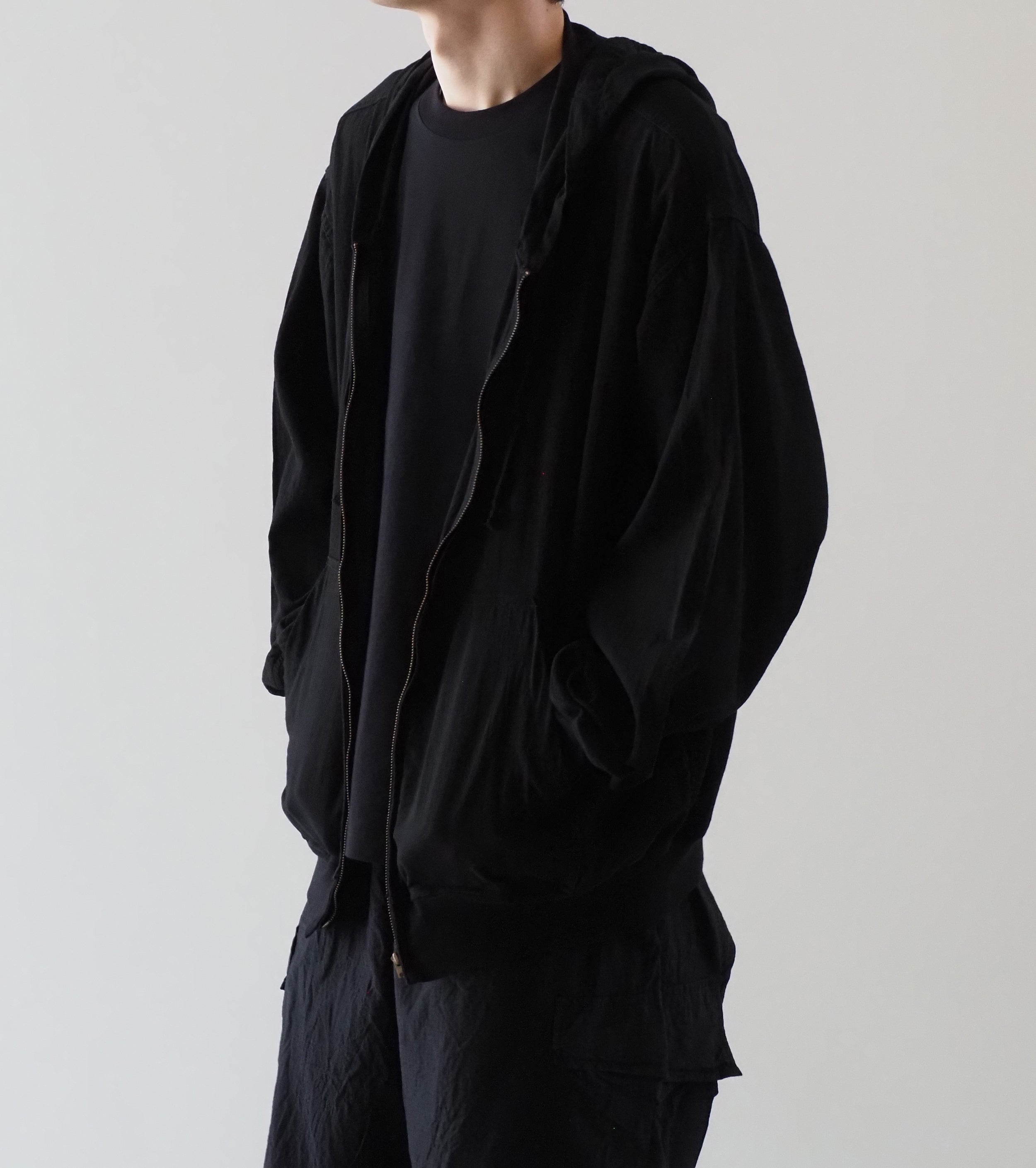 COMOLI オックス  ジップ パーカ , Black