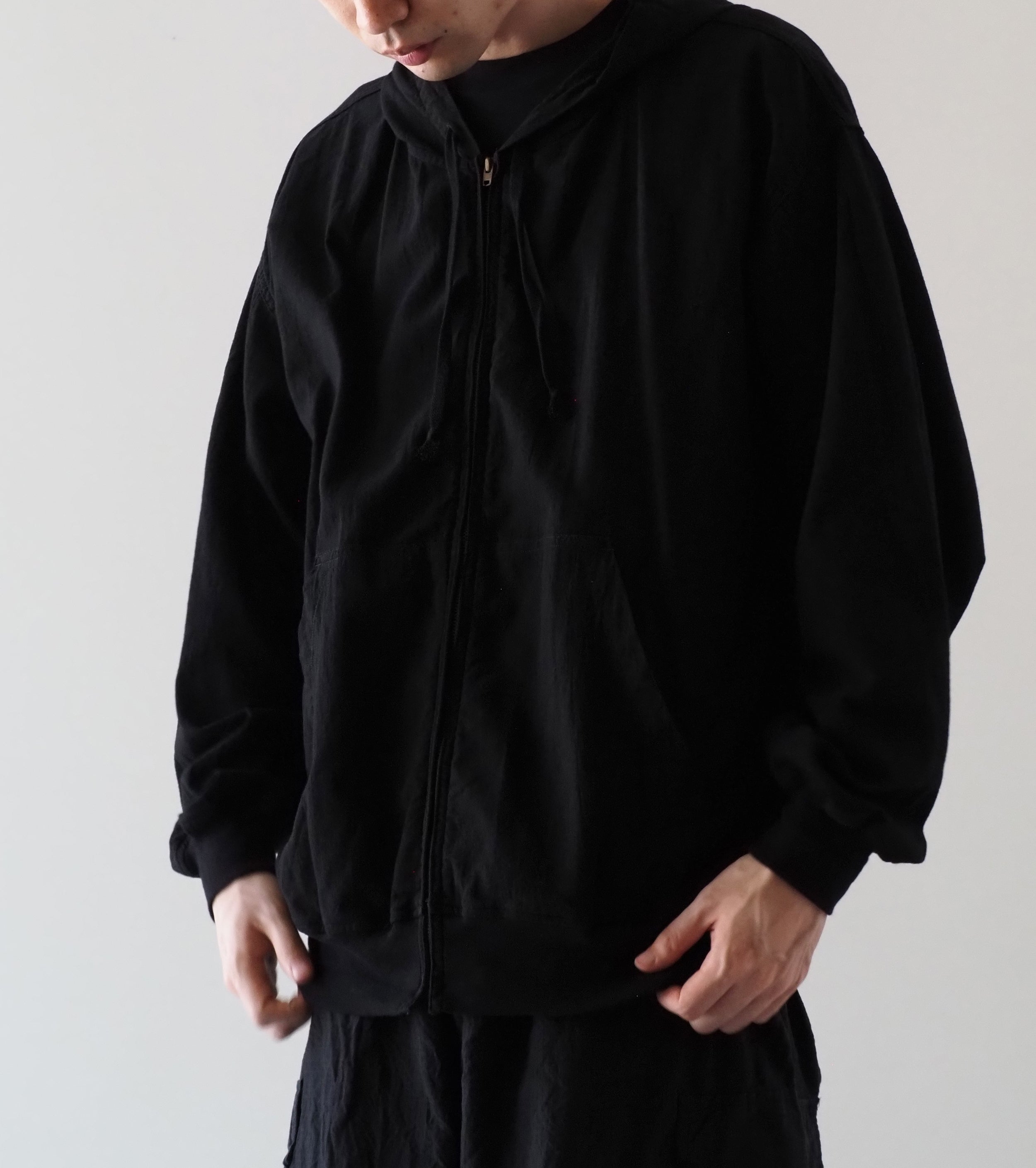 COMOLI オックス  ジップ パーカ , Black
