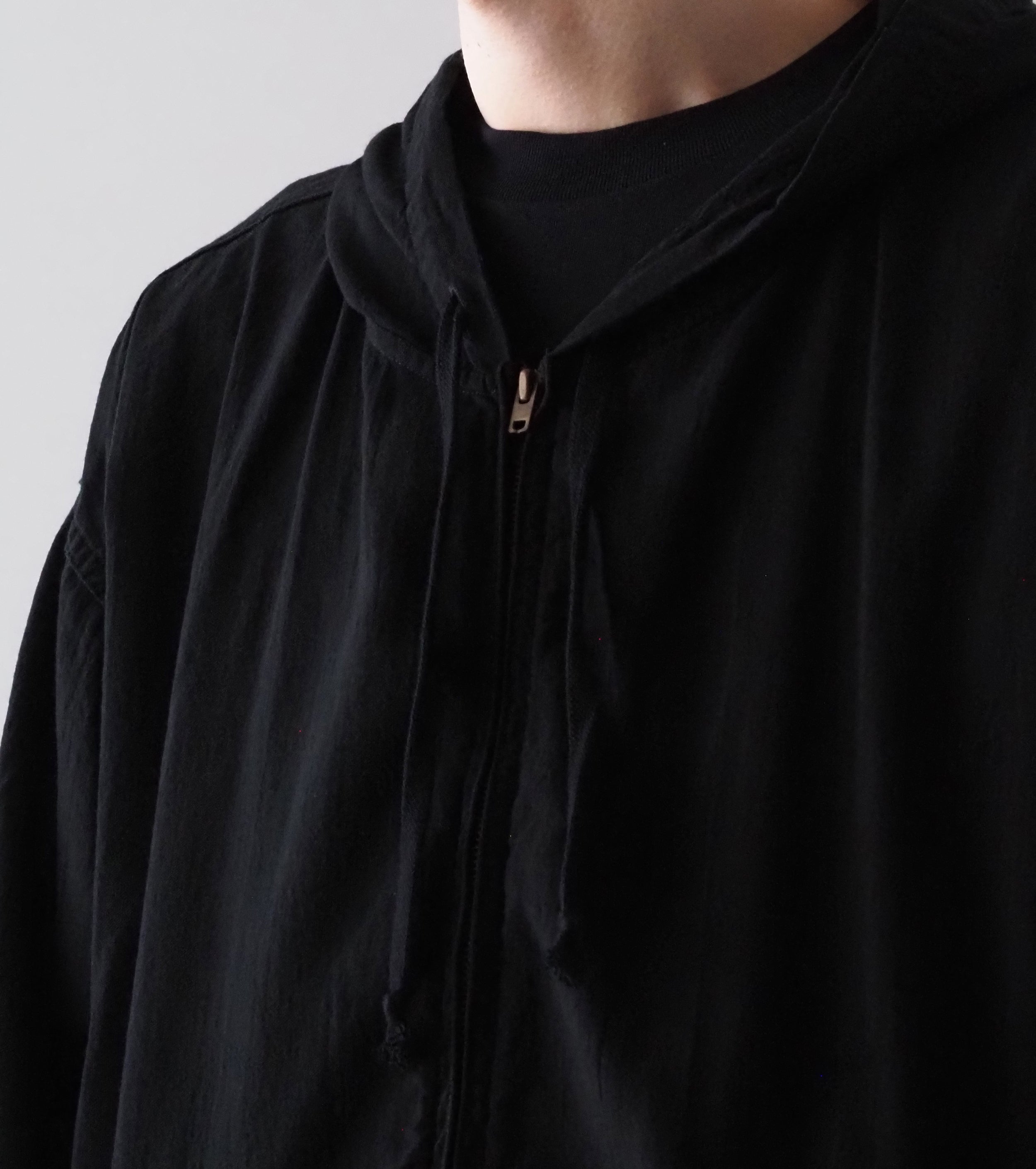 COMOLI オックス  ジップ パーカ , Black