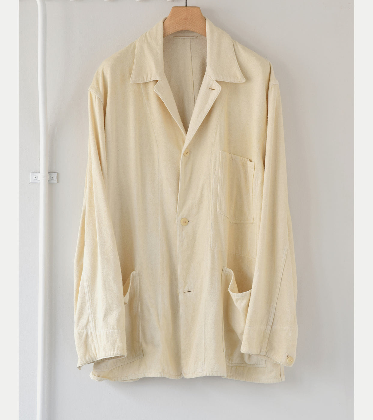 COMOLI Silk 1938 Jacket , Ecru
