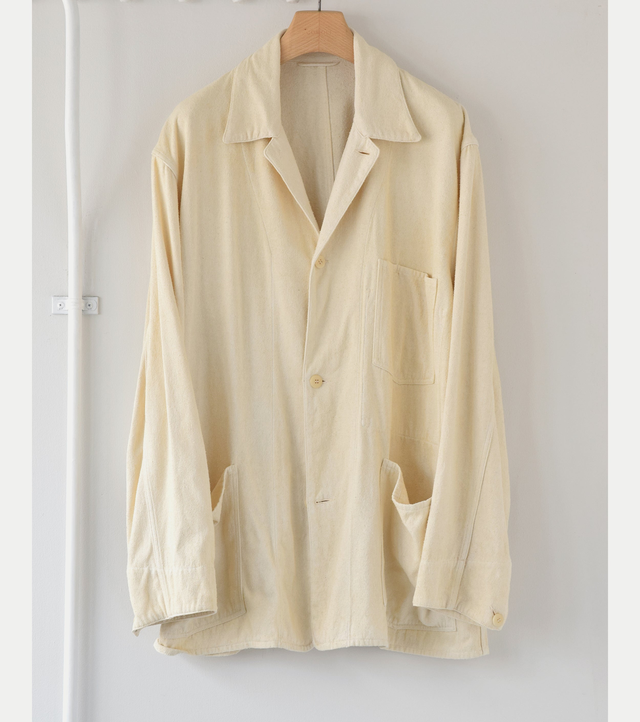 COMOLI Silk 1938 Jacket , Ecru