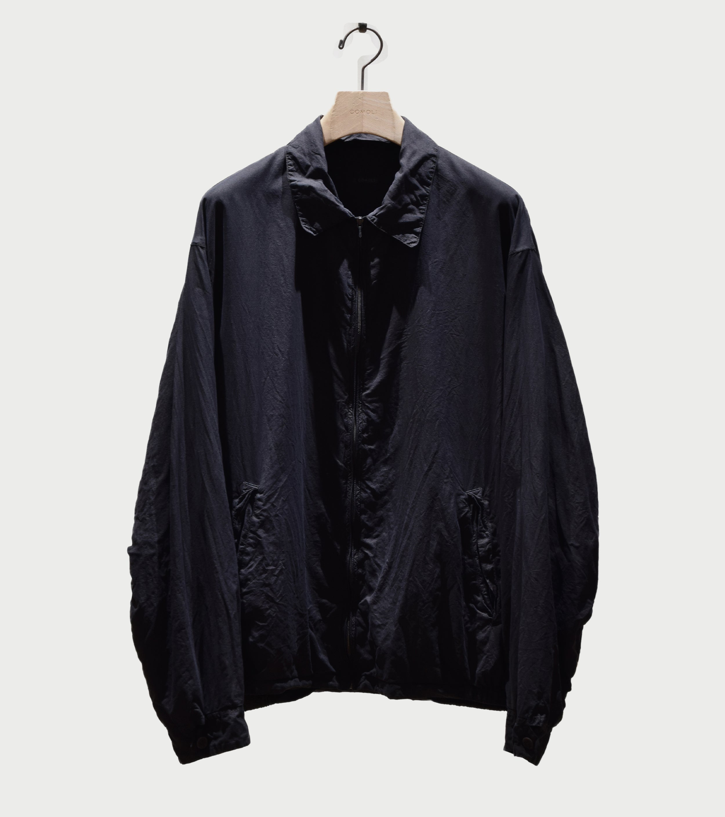 COMOLI シルク 製品染 ブルゾン , Black