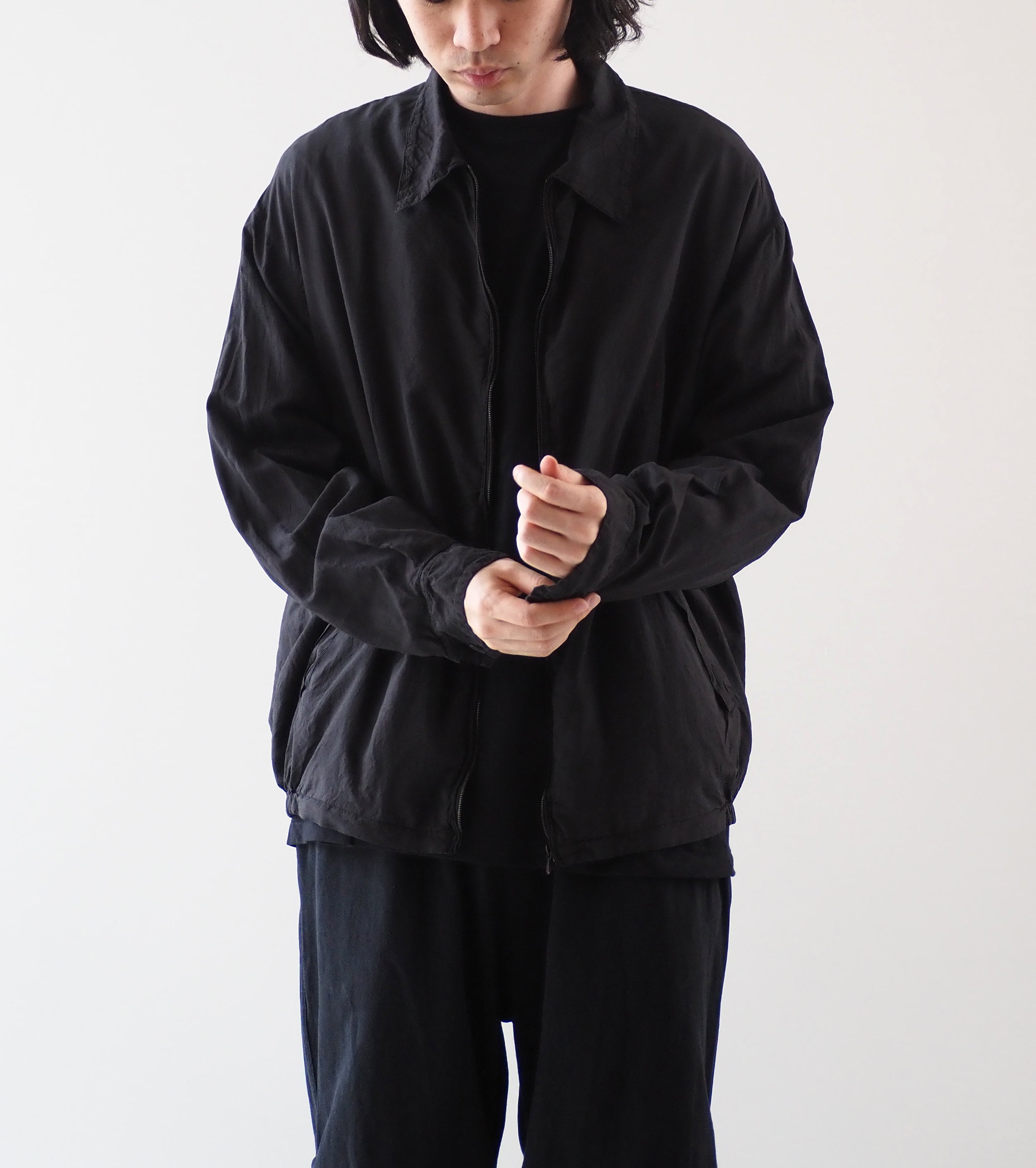 COMOLI シルク 製品染 ブルゾン , Black