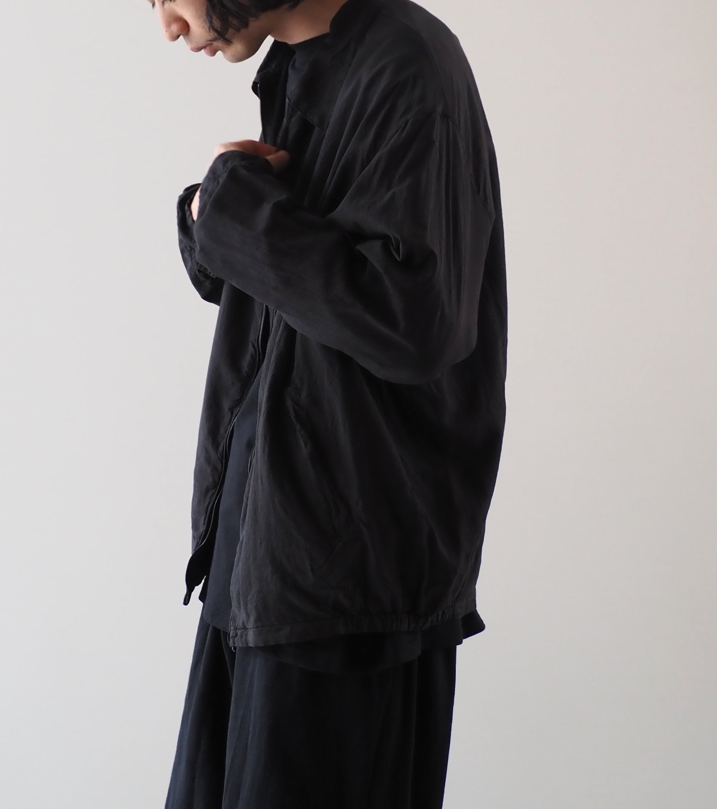 COMOLI シルク 製品染 ブルゾン , Black