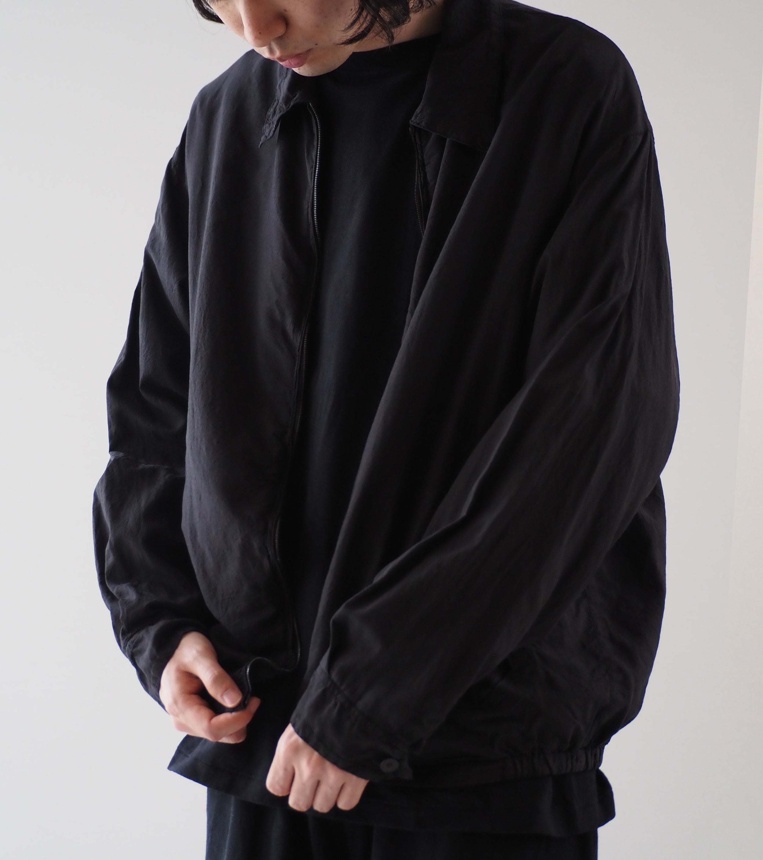 COMOLI シルク 製品染 ブルゾン , Black