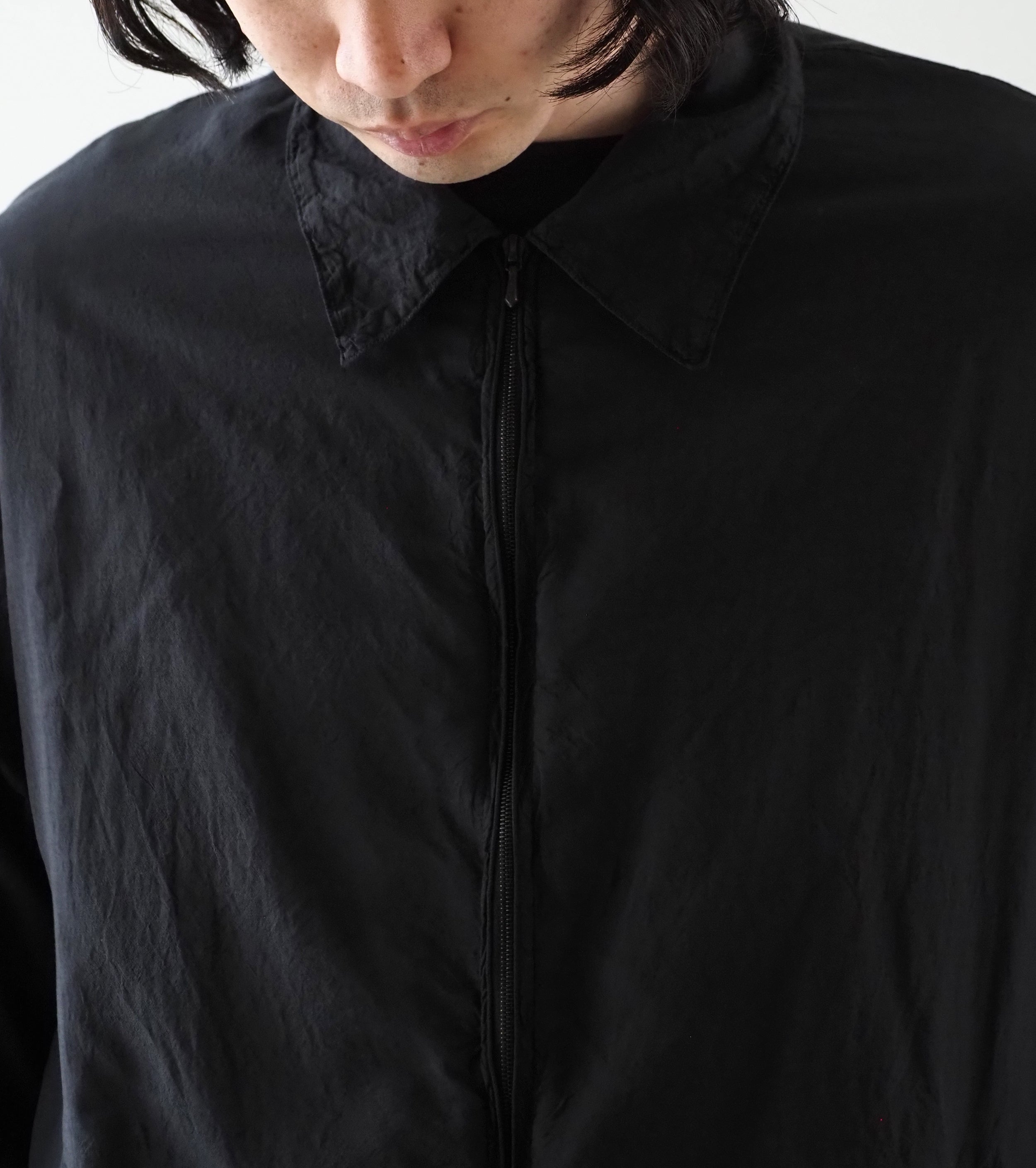 COMOLI シルク 製品染 ブルゾン , Black