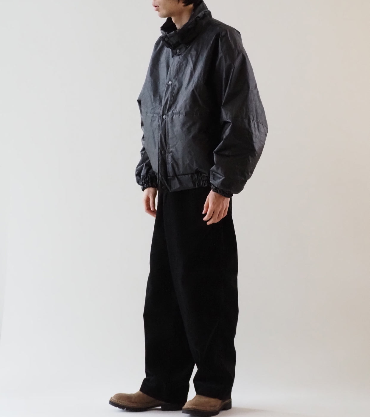 COMOLI Paper Leather Padded Jacket, Black