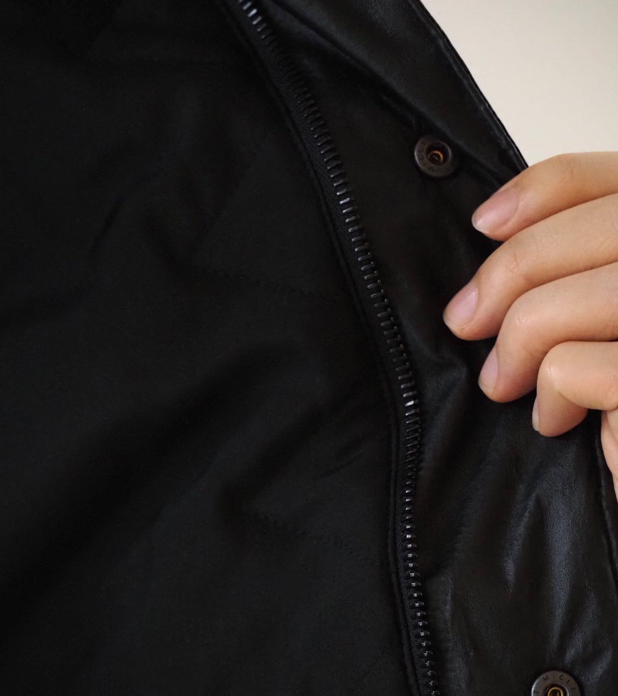 COMOLI Paper Leather Padded Jacket, Black