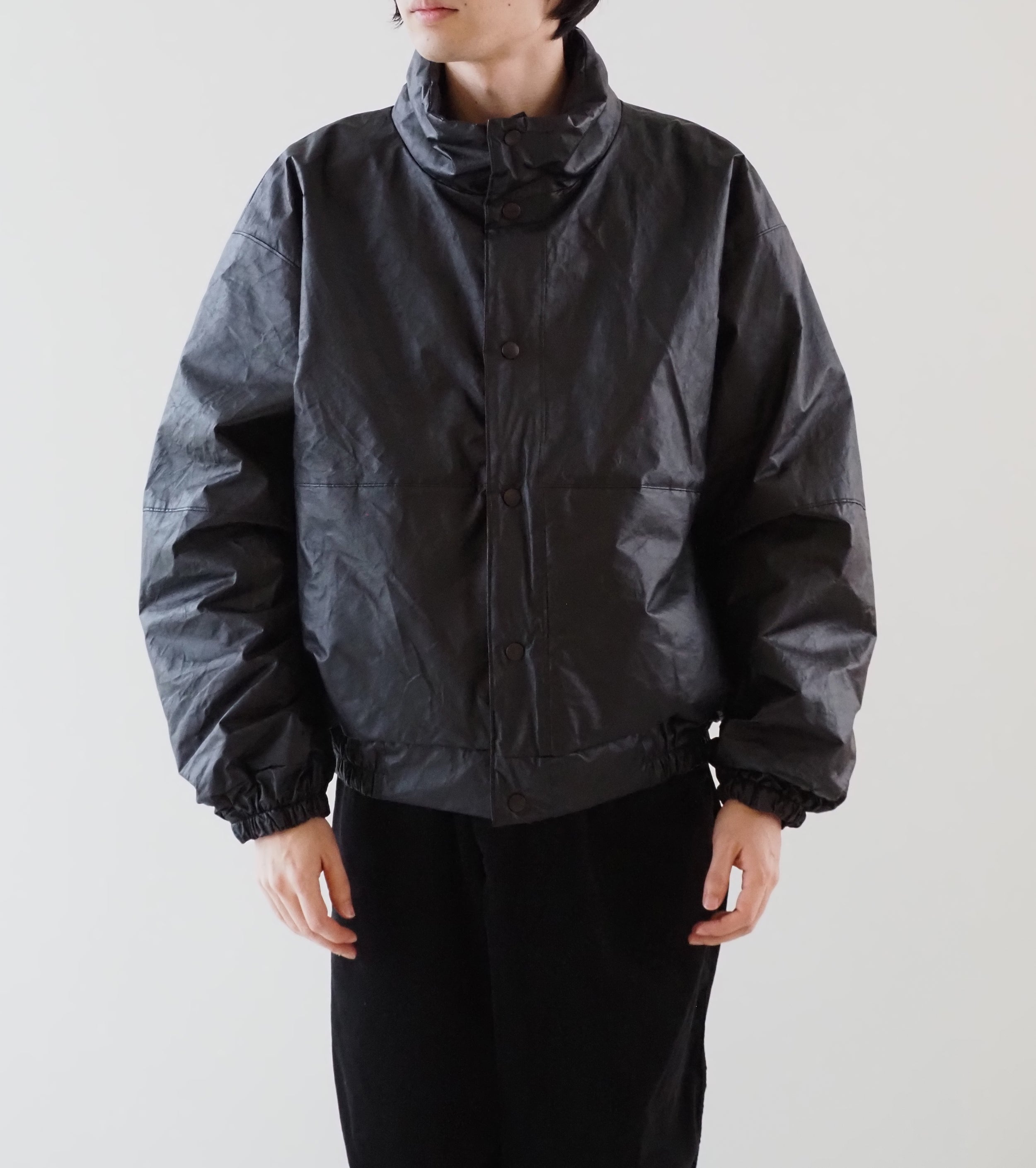 COMOLI Paper Leather Padded Jacket, Black