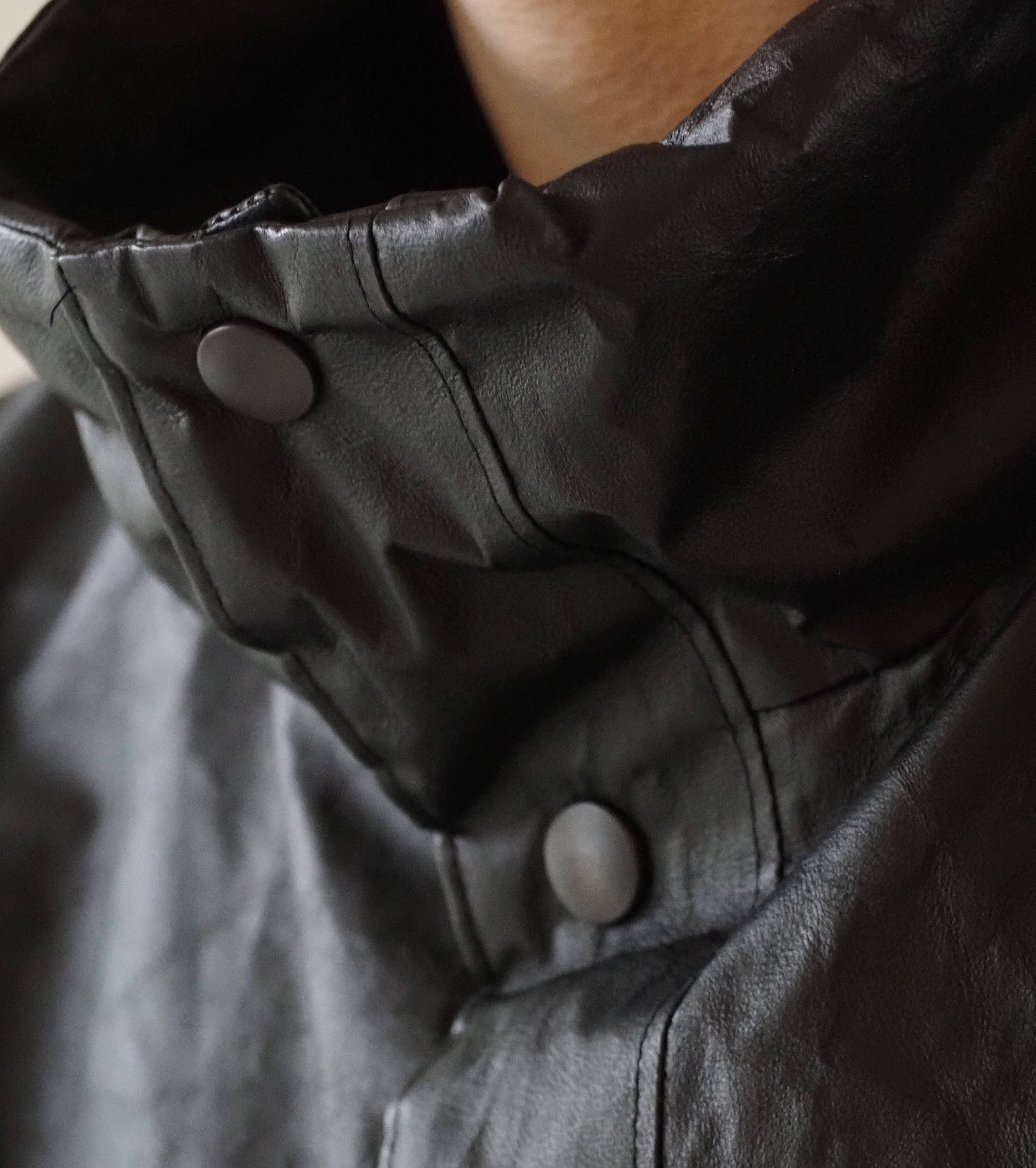 COMOLI Paper Leather Padded Jacket, Black