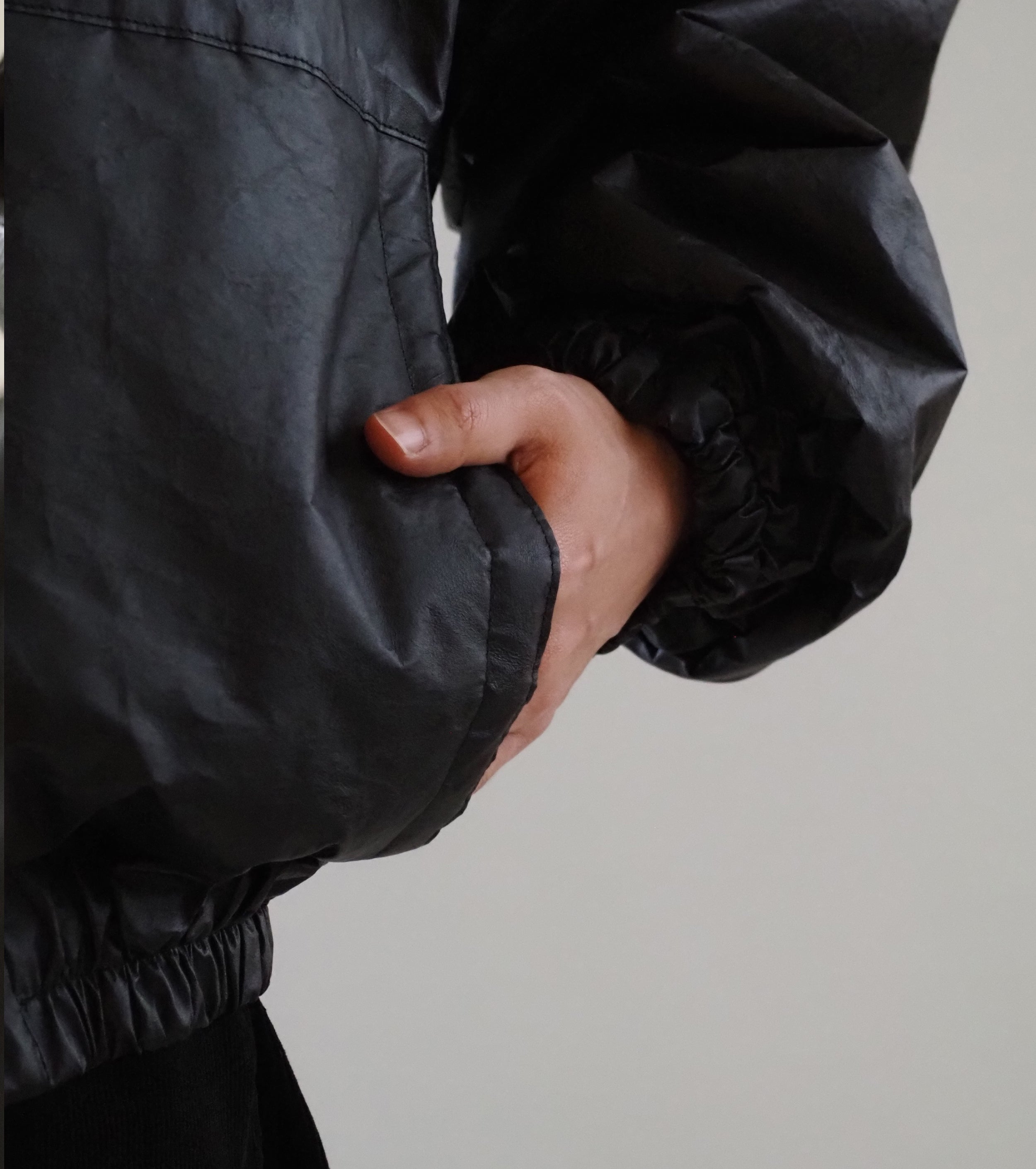 COMOLI Paper Leather Padded Jacket, Black