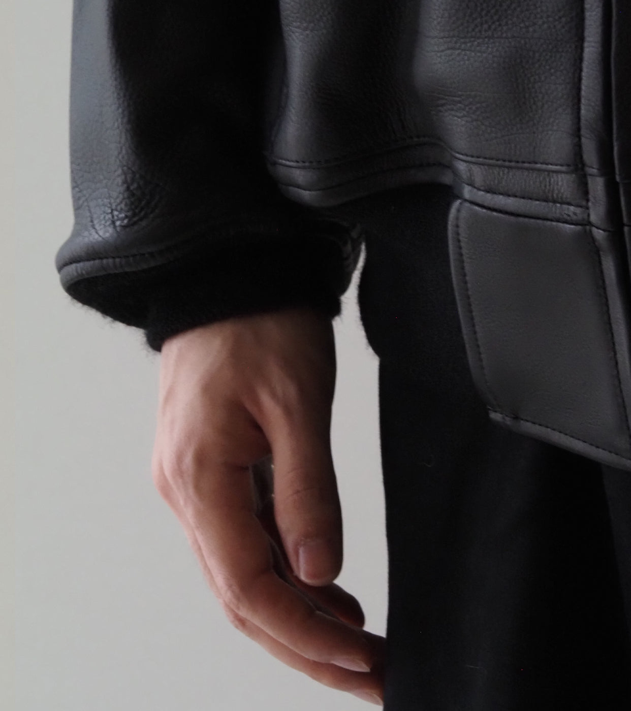 COMOLI Calf Skin Zip Parka , Black