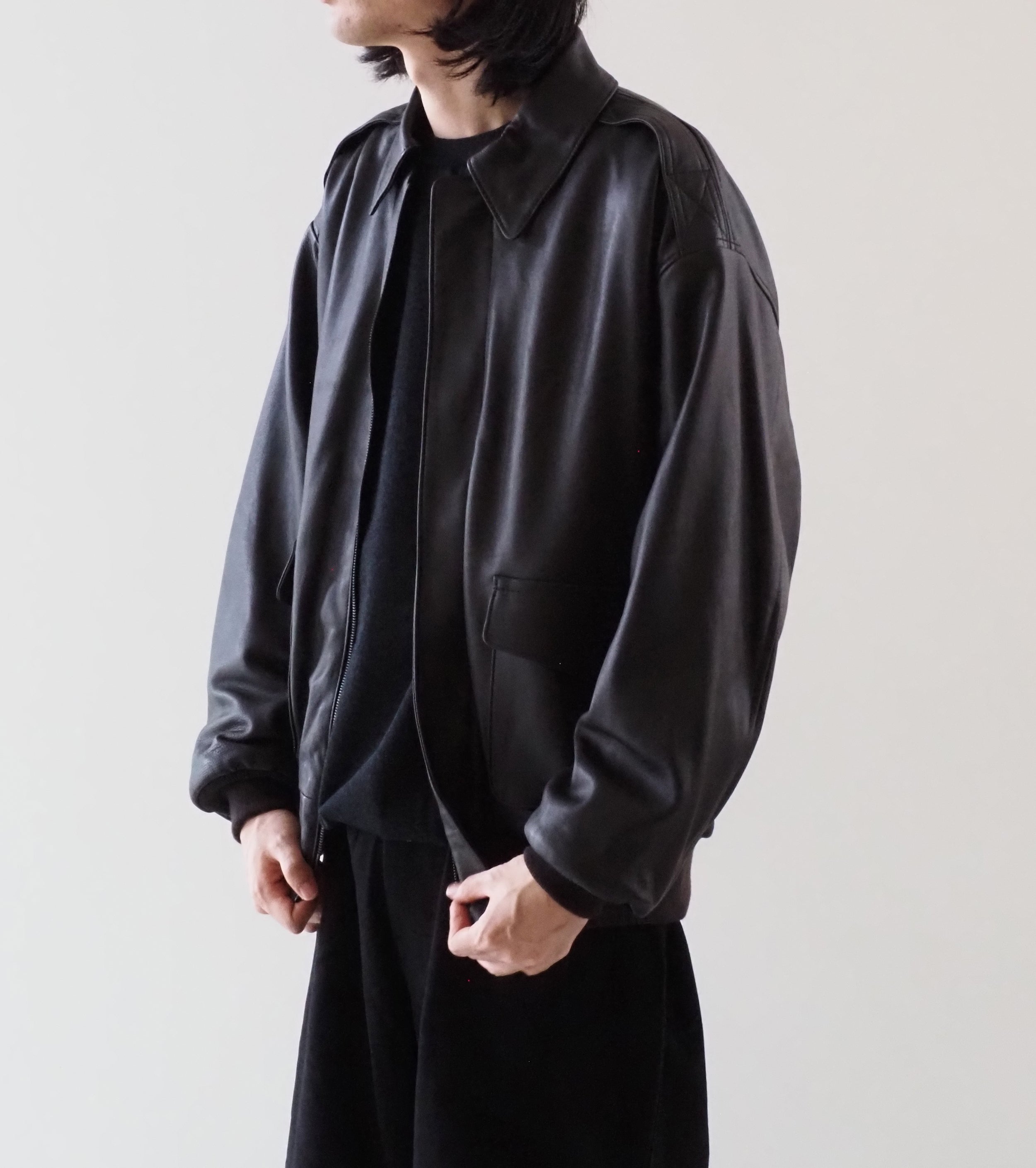 COMOLI Sheep Skin A-2 Jacket , Brown