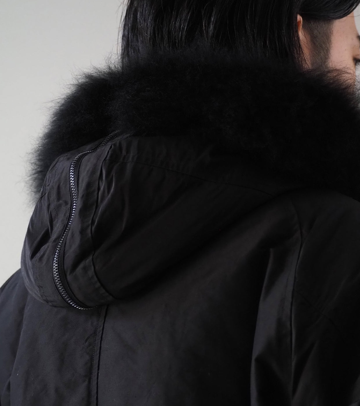 COMOLI コットン シルク ミリタリー フーデッド ジャケット, Brown