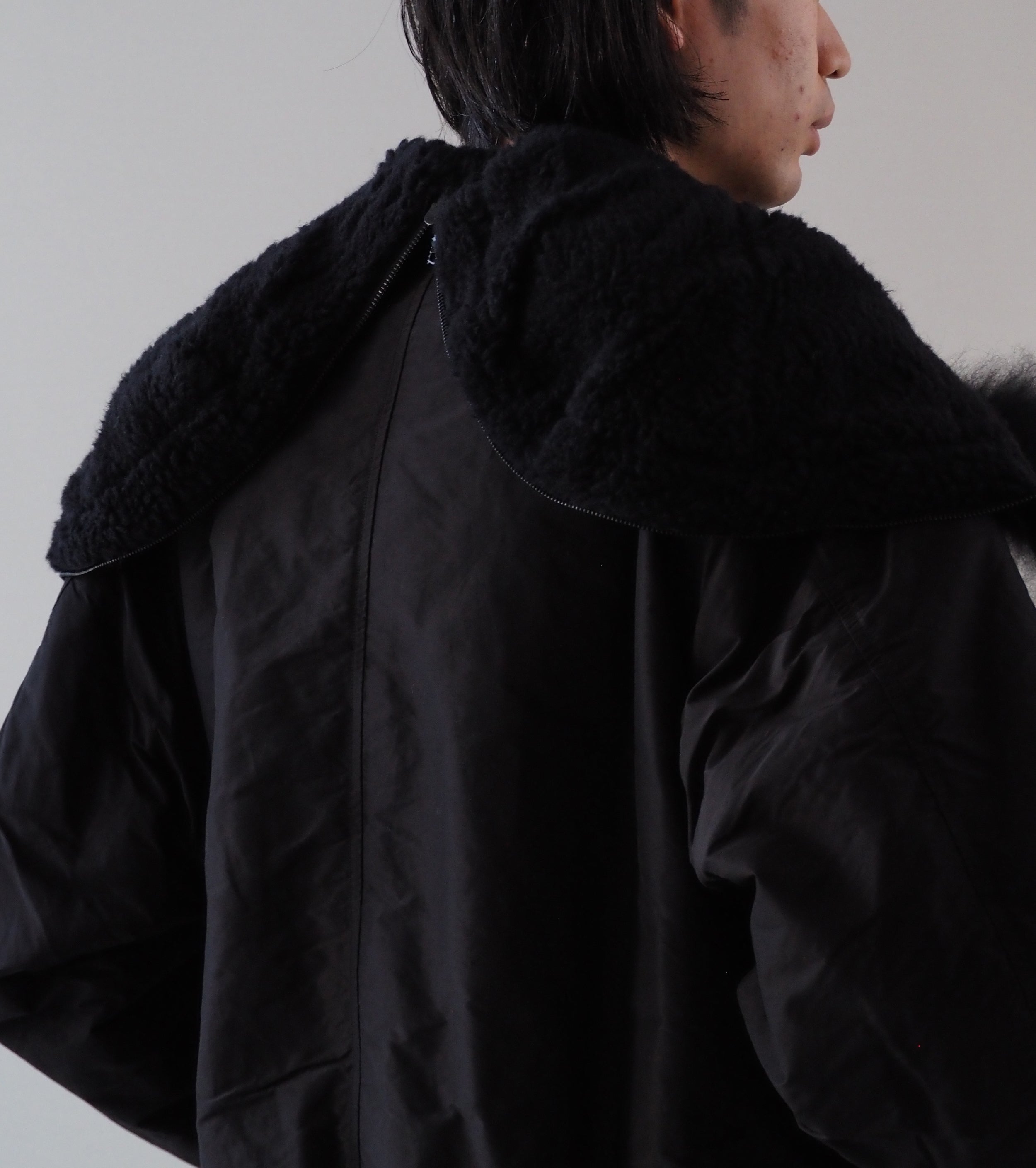 COMOLI コットン シルク ミリタリー フーデッド ジャケット, Brown