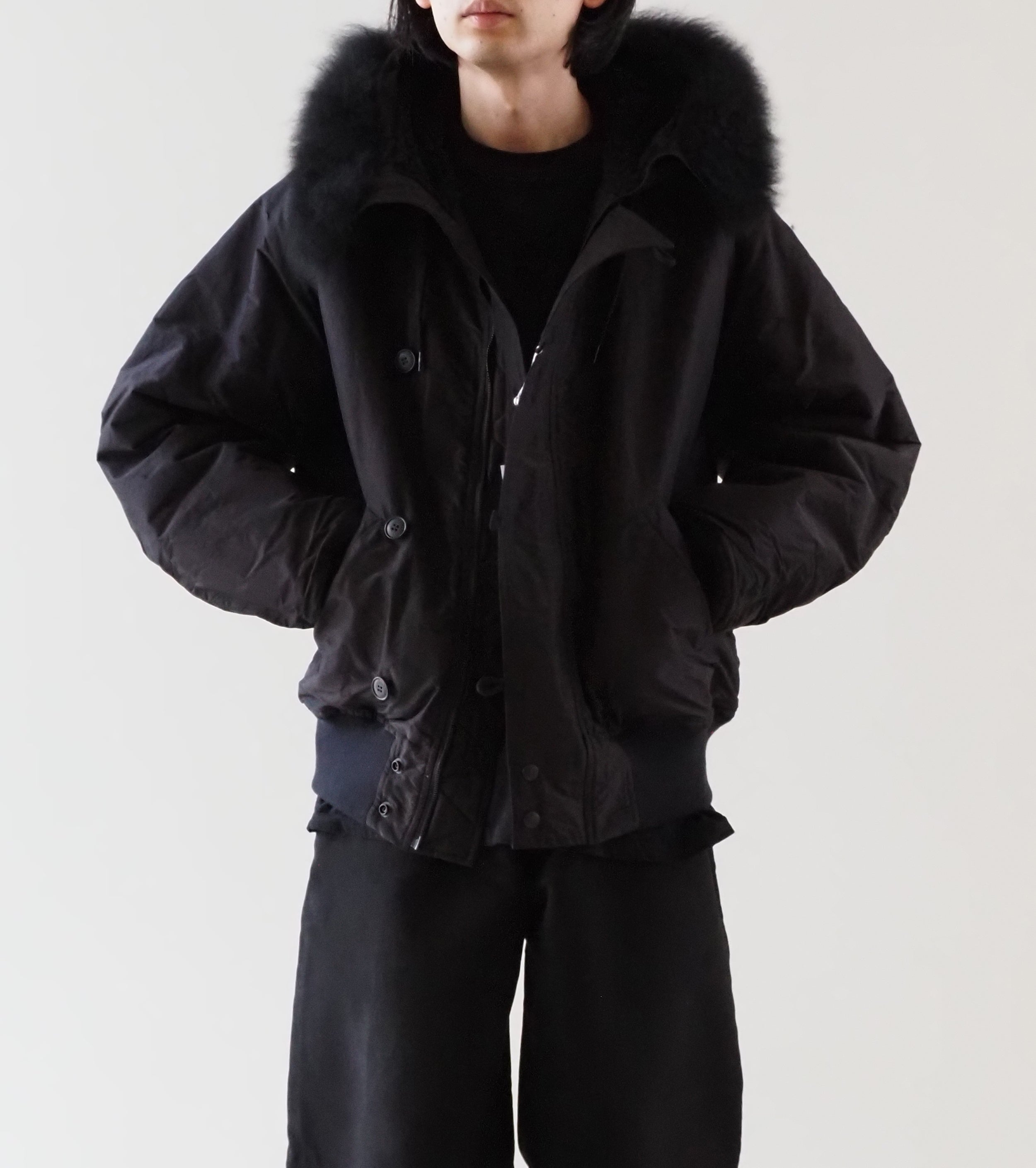 COMOLI コットン シルク ミリタリー フーデッド ジャケット, Brown