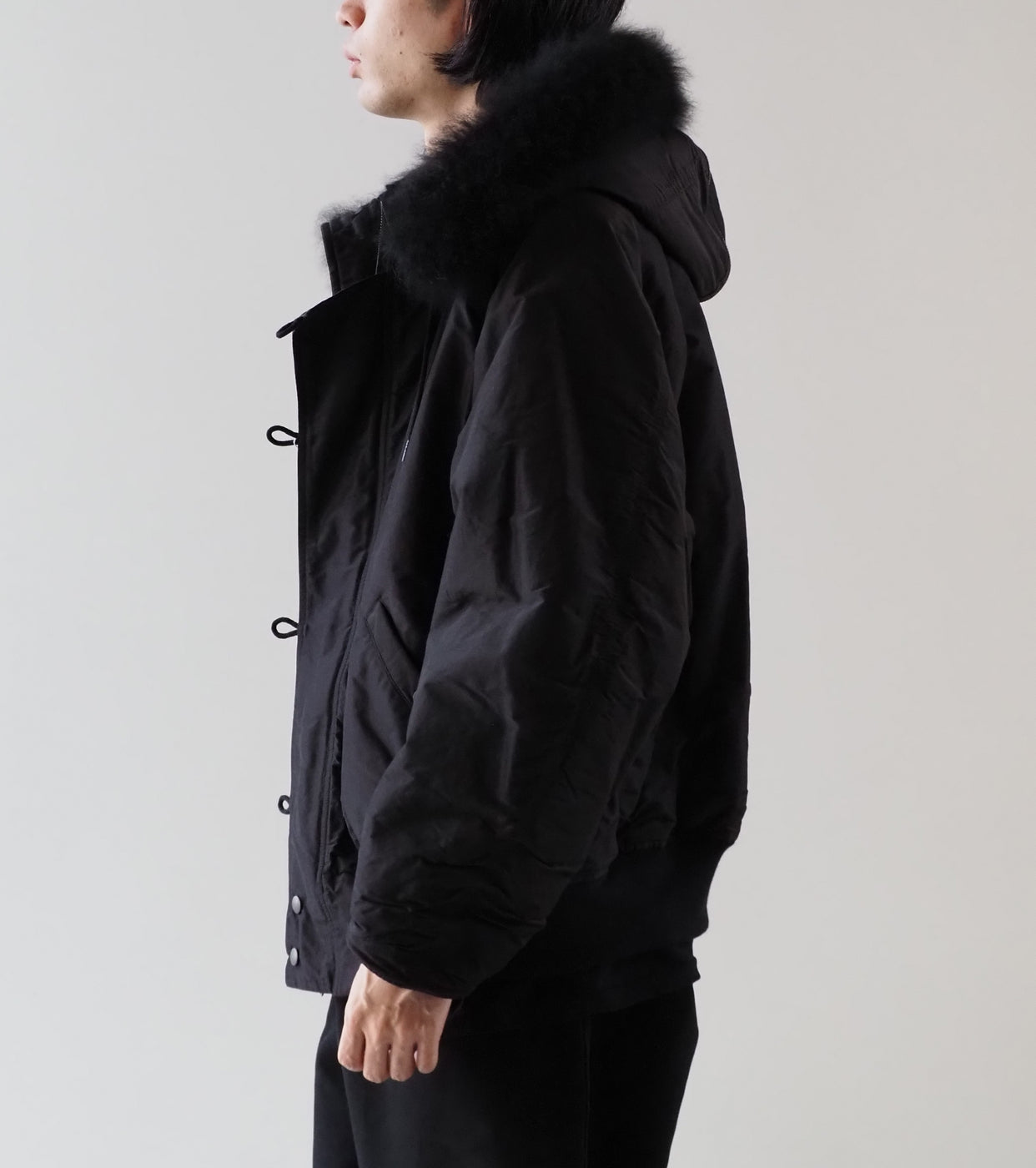 COMOLI コットン シルク ミリタリー フーデッド ジャケット, Brown