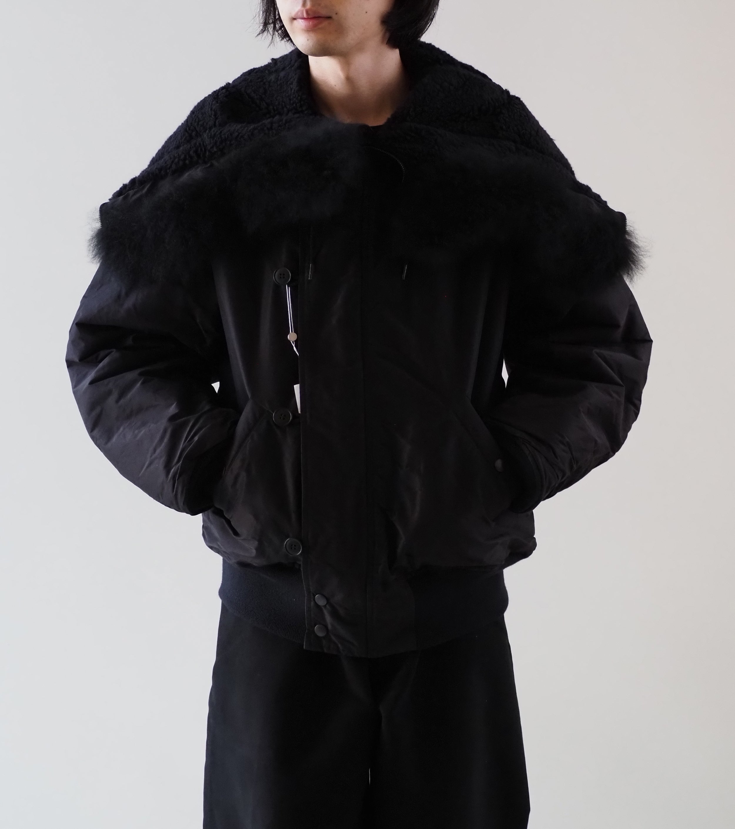 COMOLI コットン シルク ミリタリー フーデッド ジャケット, Brown