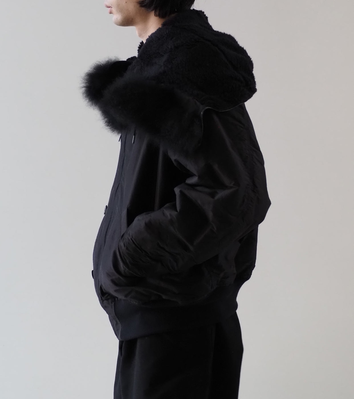 COMOLI コットン シルク ミリタリー フーデッド ジャケット, Brown