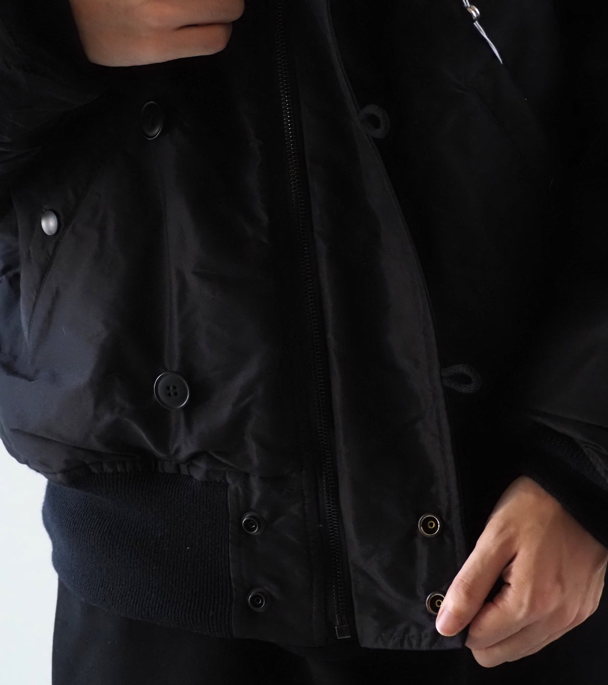 COMOLI コットン シルク ミリタリー フーデッド ジャケット, Brown