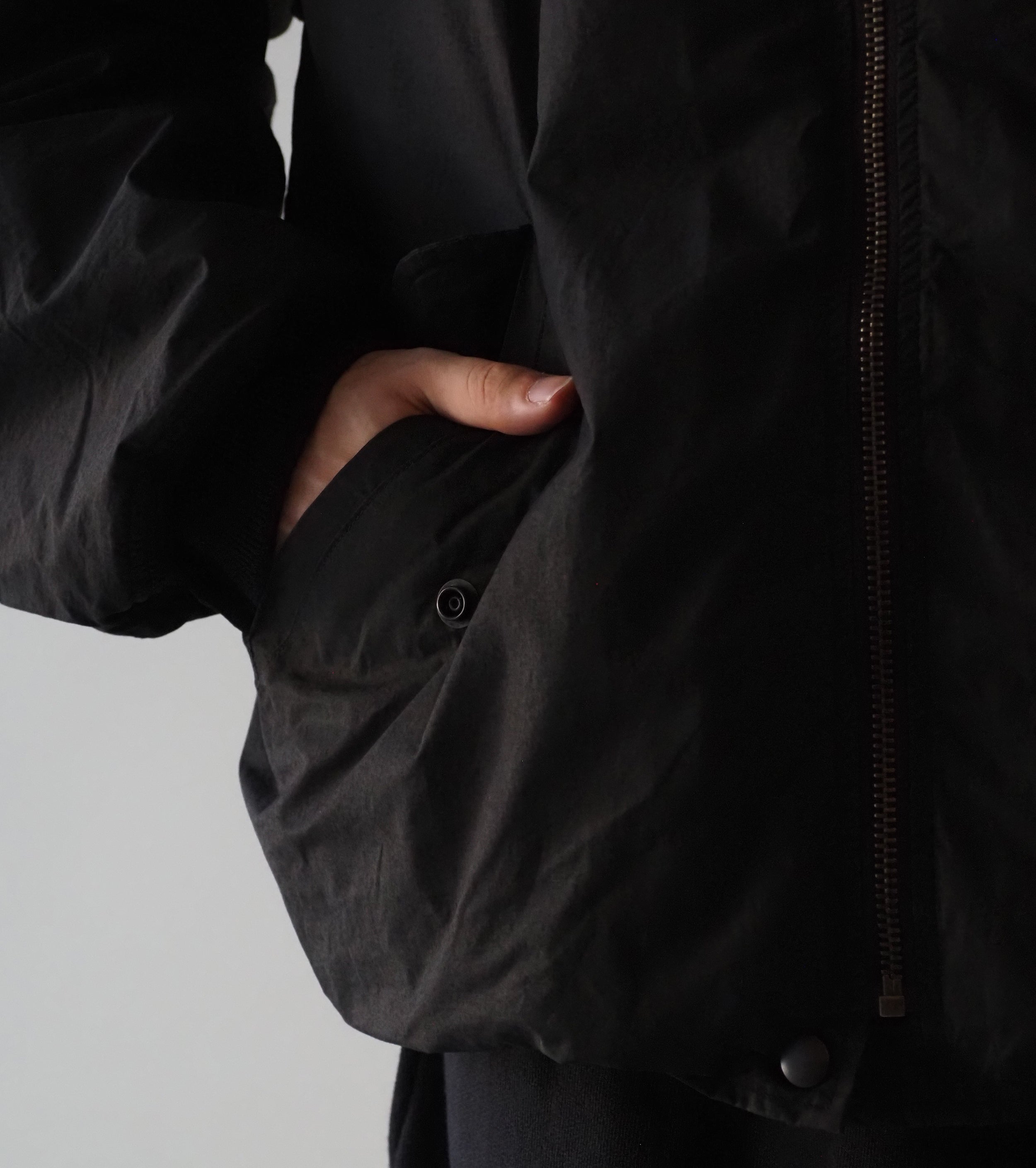 COMOLI コットン ナイロン ミリタリー ブルゾン , Black