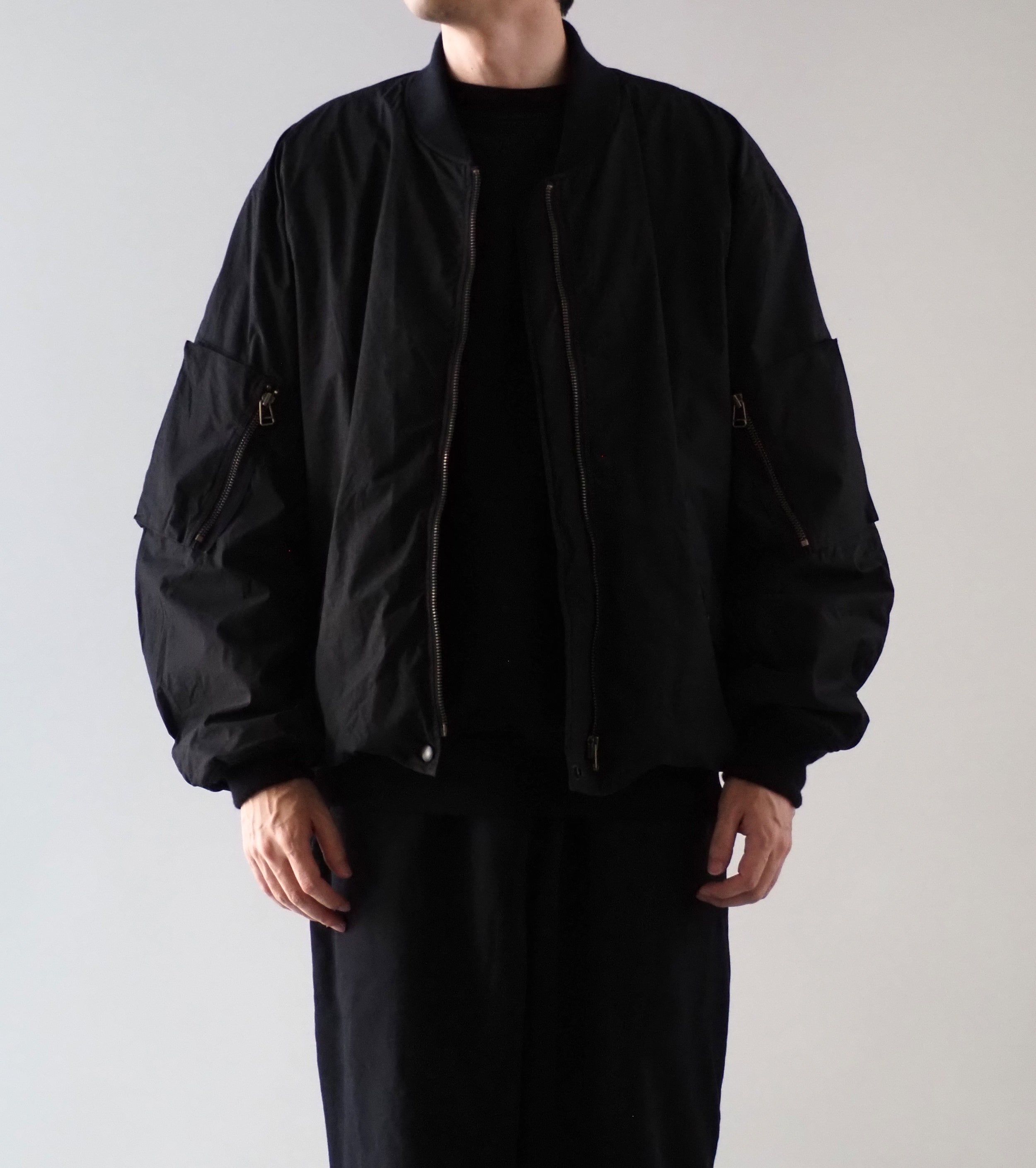 COMOLI コットン ナイロン ミリタリー ブルゾン , Black