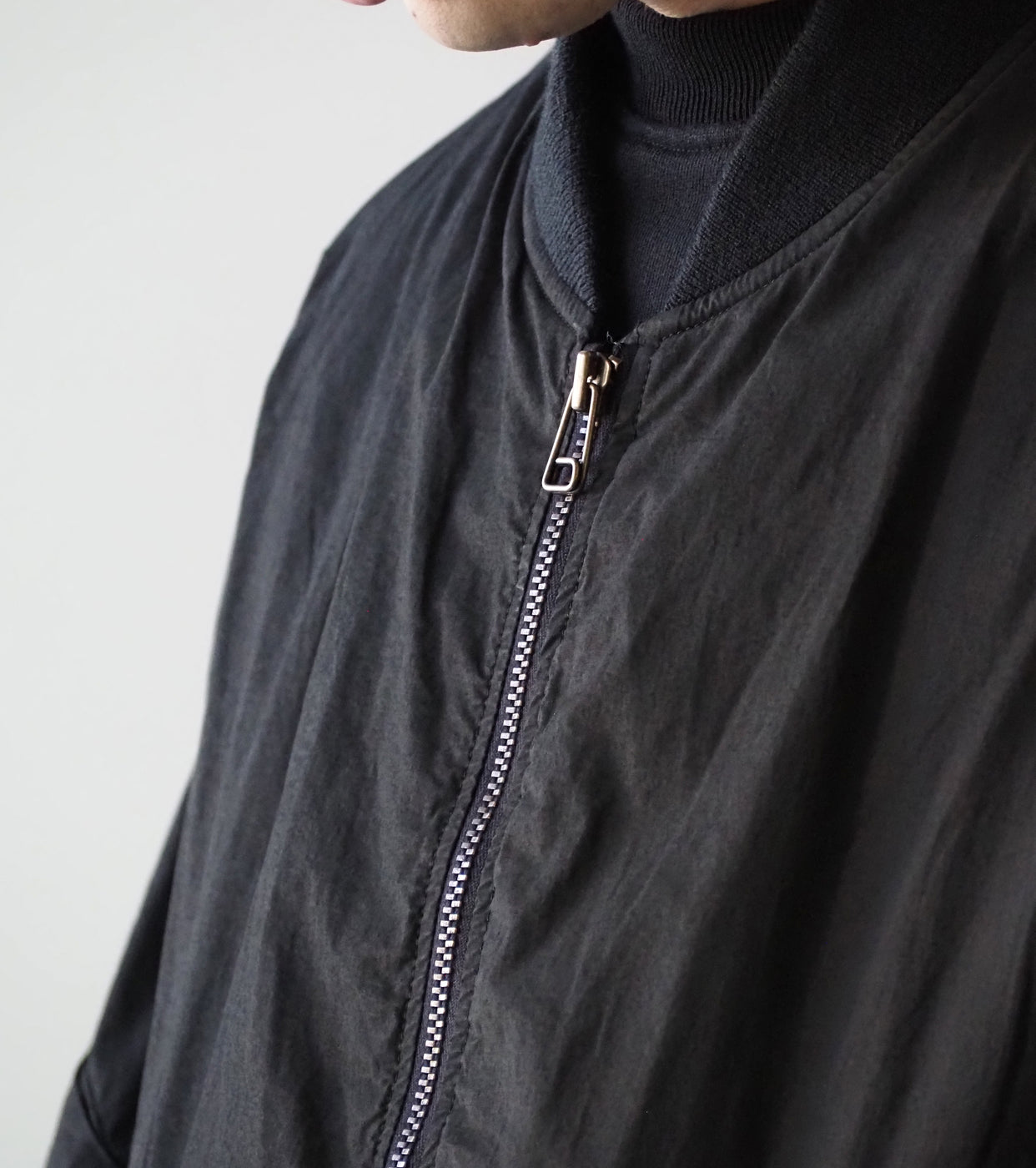 COMOLI コットン ナイロン ミリタリー ブルゾン , Black