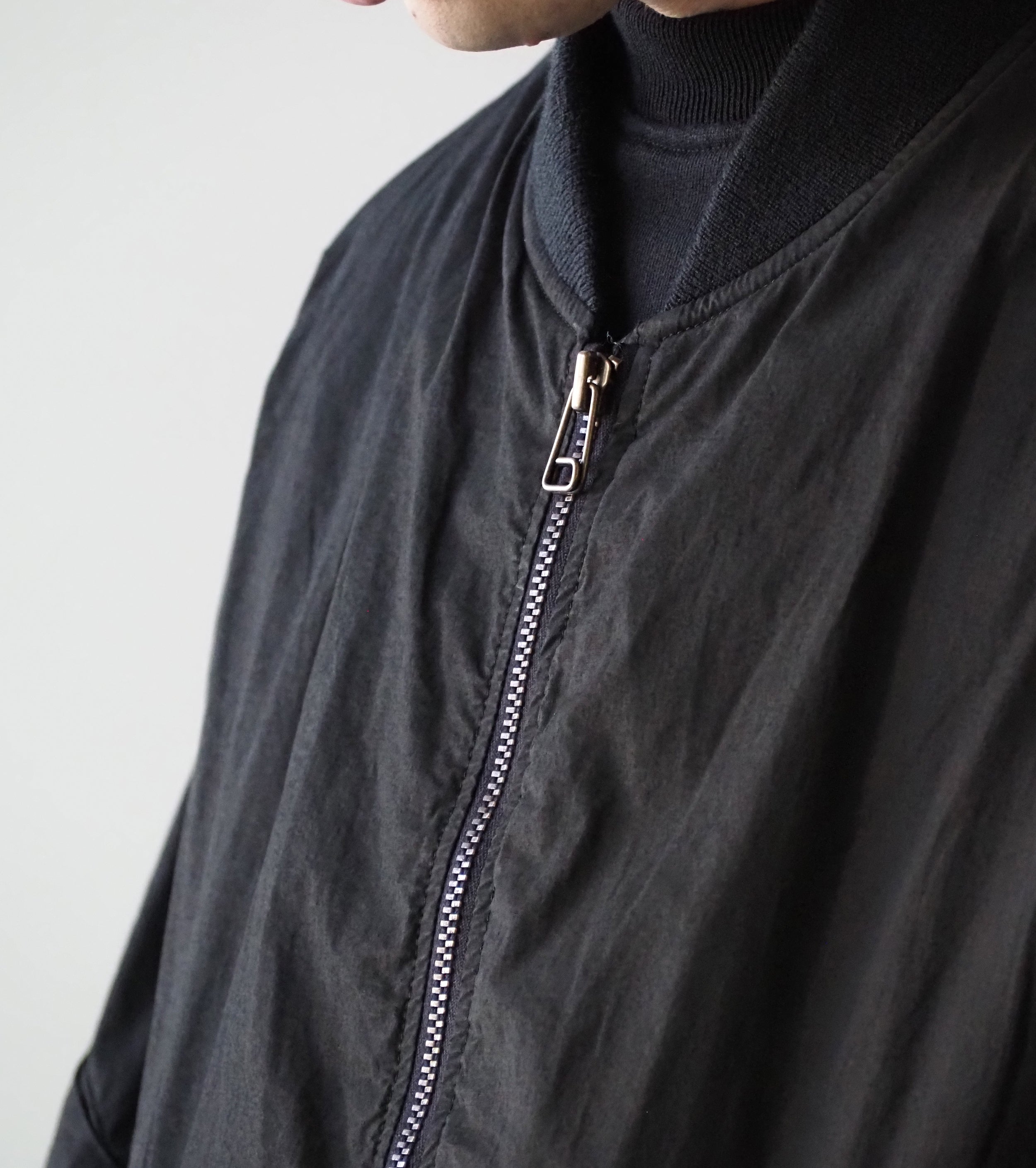 COMOLI コットン ナイロン ミリタリー ブルゾン , Black