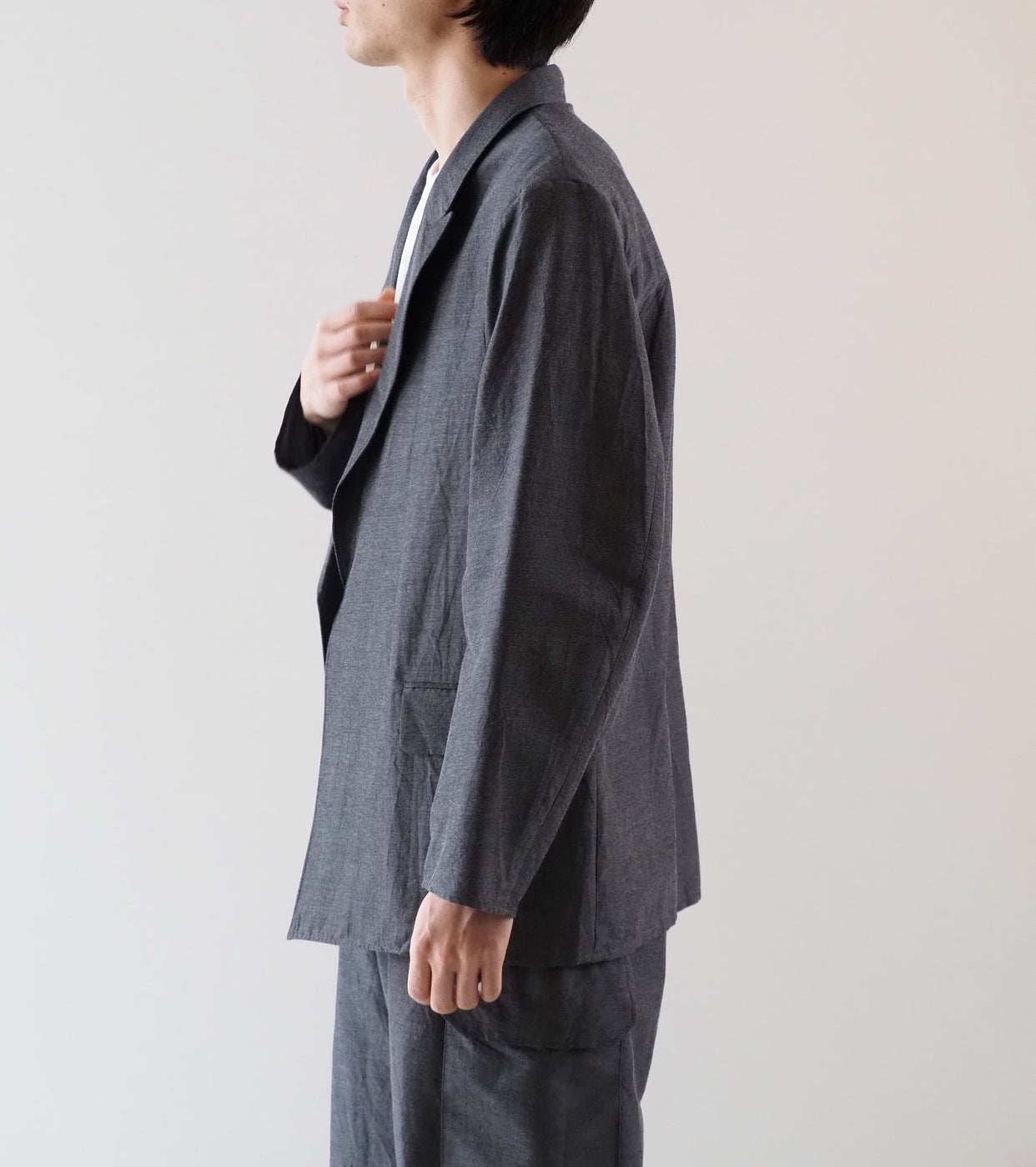 blurhms シルク ウール コットン ピークドラペル カーディガン ジャケット , Heather Grey