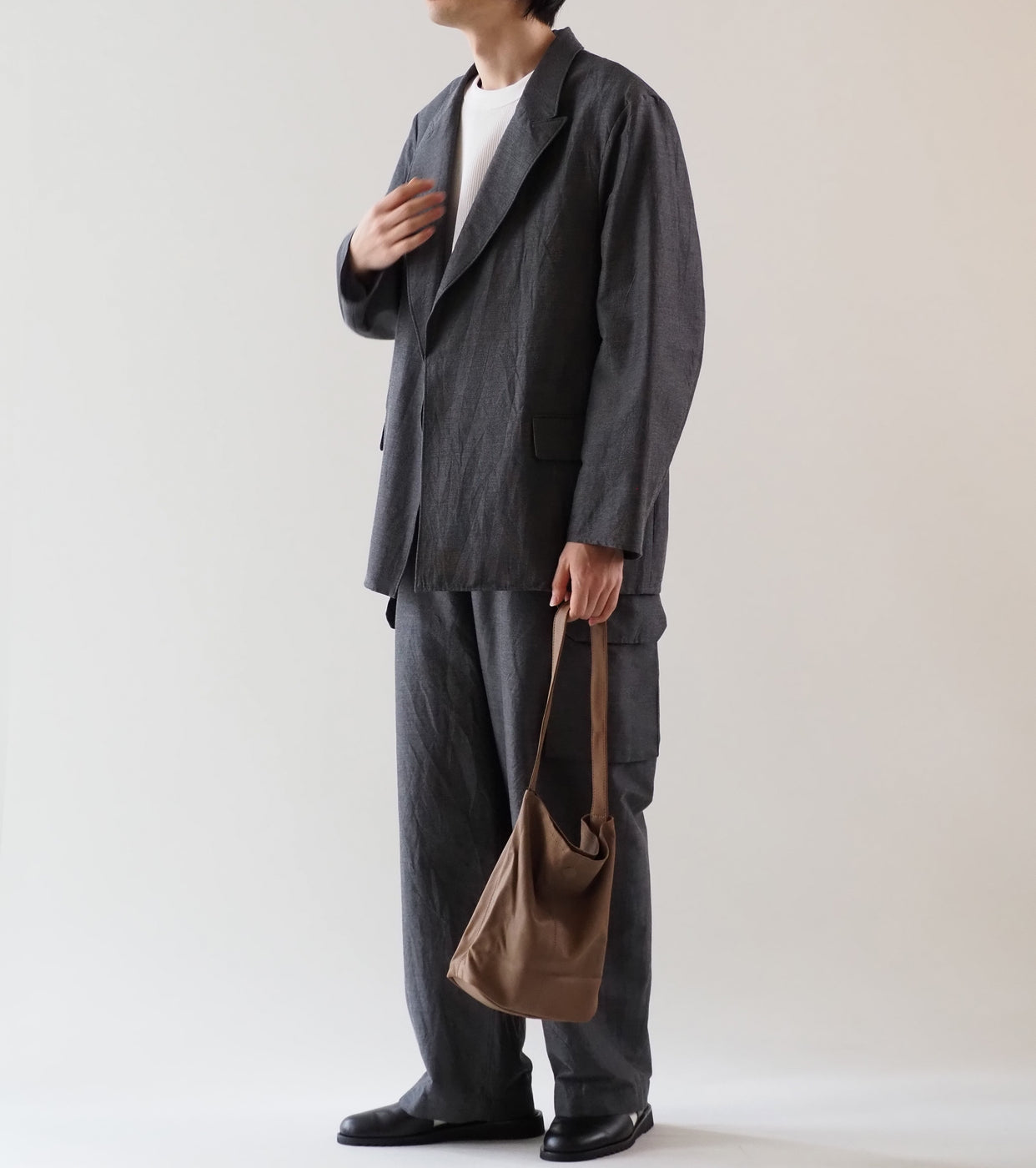 blurhms シルク ウール コットン サイドシームレス 6ポケット パンツ, Heather Grey